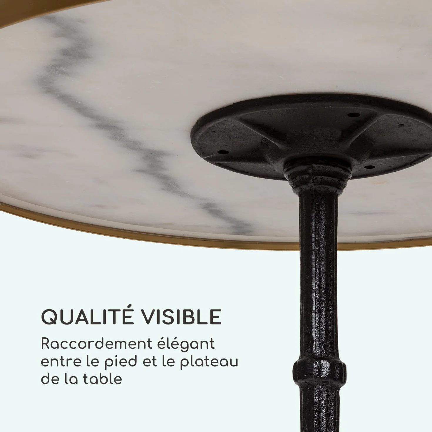 Blumfeldt Patras Lux Table Bistrot Jardin Art Nouveau Marbre Ø 57,5 cm Hauteur 72 cm Fonte Blanc