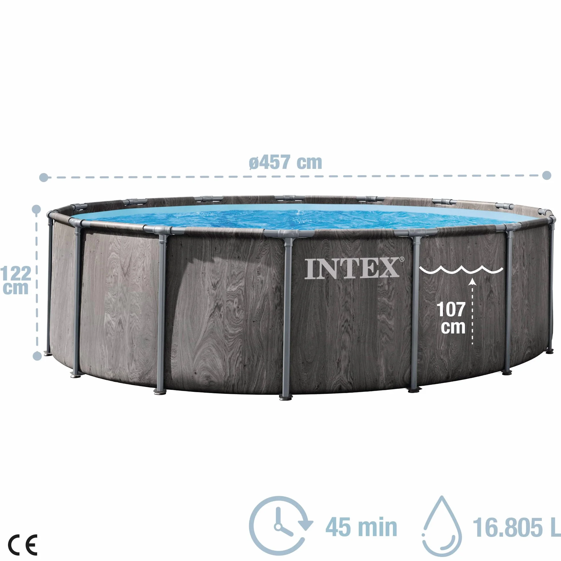 Intex Kit Piscine Baltik Ronde Tubulaire 4,57 x 1,22