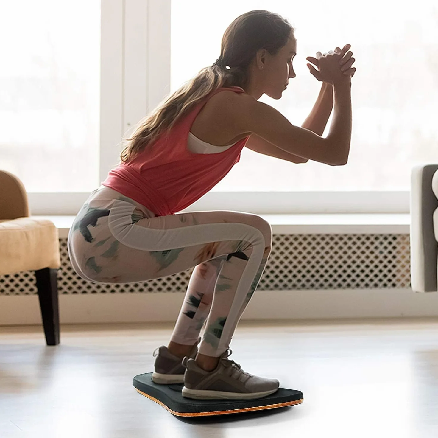 Yes4All Wobble Balance Board for Standing Desk/Anti-Fatigue Office Foam Pad - Standing Desk Mats, Rocker Board, Office Accessories, Wobble Board With Massage Ball