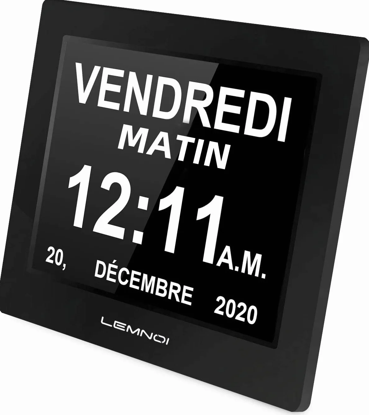 LEMNOI 8" Horloge Numérique LCD Calendrier N10 Auto Dimming HD Display 8 Langues