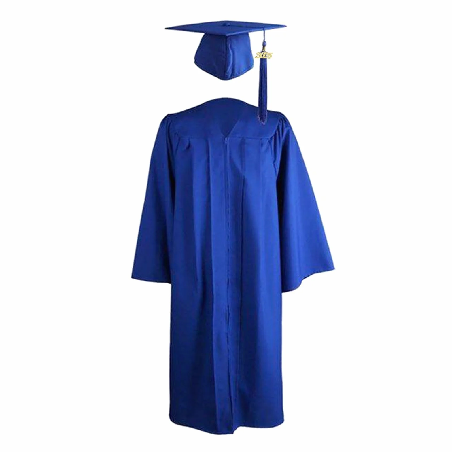 Graduation Blow Cap Ensemble Bachelor Uniforme avec chapeau V Neck Longueur Longueur à manches longues robe académique pour les étudiants en arts libéraux