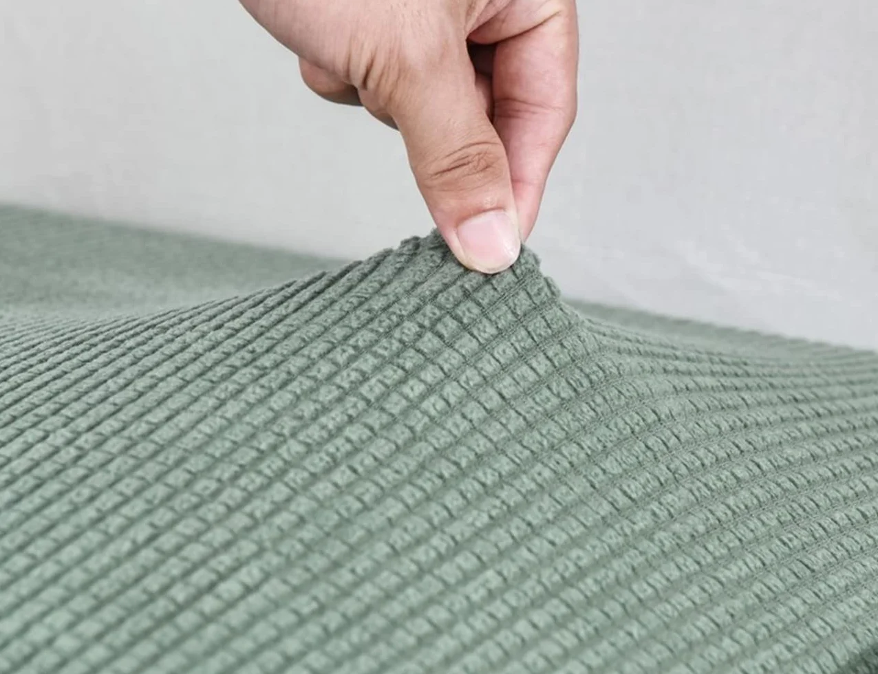 Housse de Coussin de Siège de Canapé Élastique à Carreaux Antidérapant