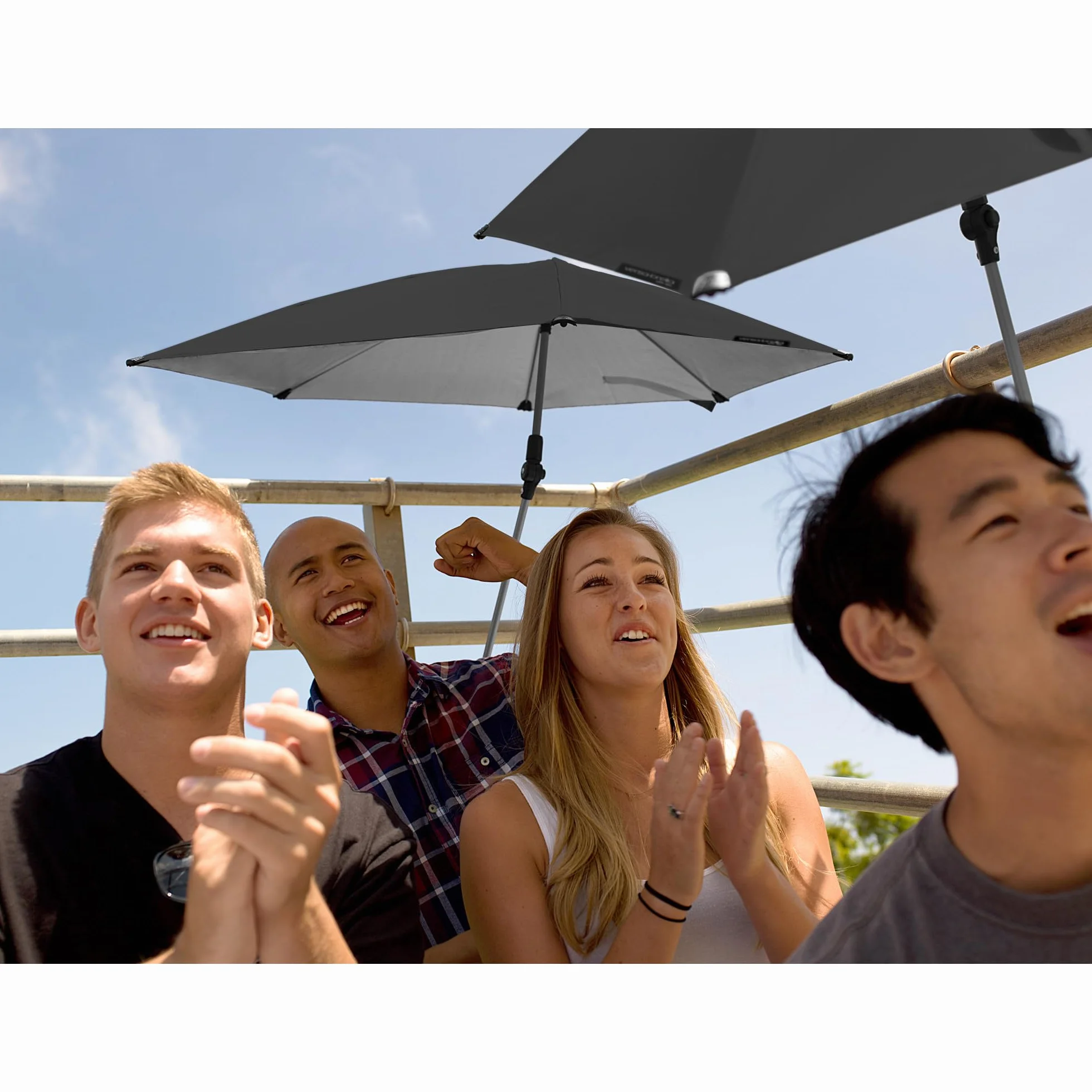Versa-Brella Parasol Réglable avec Rotation 360 Degrés, Doublure UPF 50+ pour Chaises, Léger et Facile à Installer, 107 cm, pour Plage, Camping, Terrasse, Activités Sportives et Poussettes - Noir