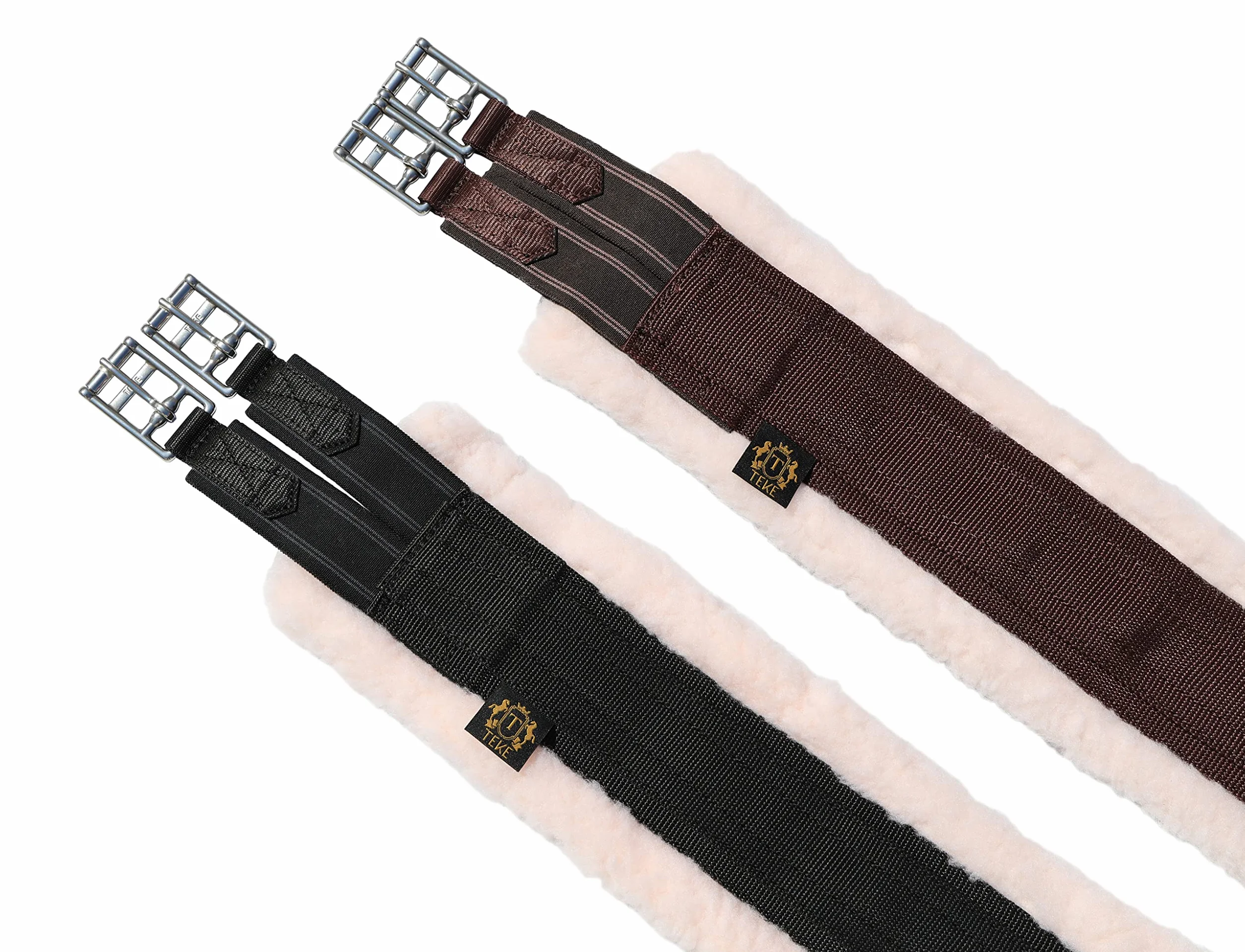 T TEKE Sangles anglaises quotidiennes pour chevaux : rembourré avec polaire, élastique double face robuste et boucles en acier inoxydable (tailles 96,5 - 142,2 cm)