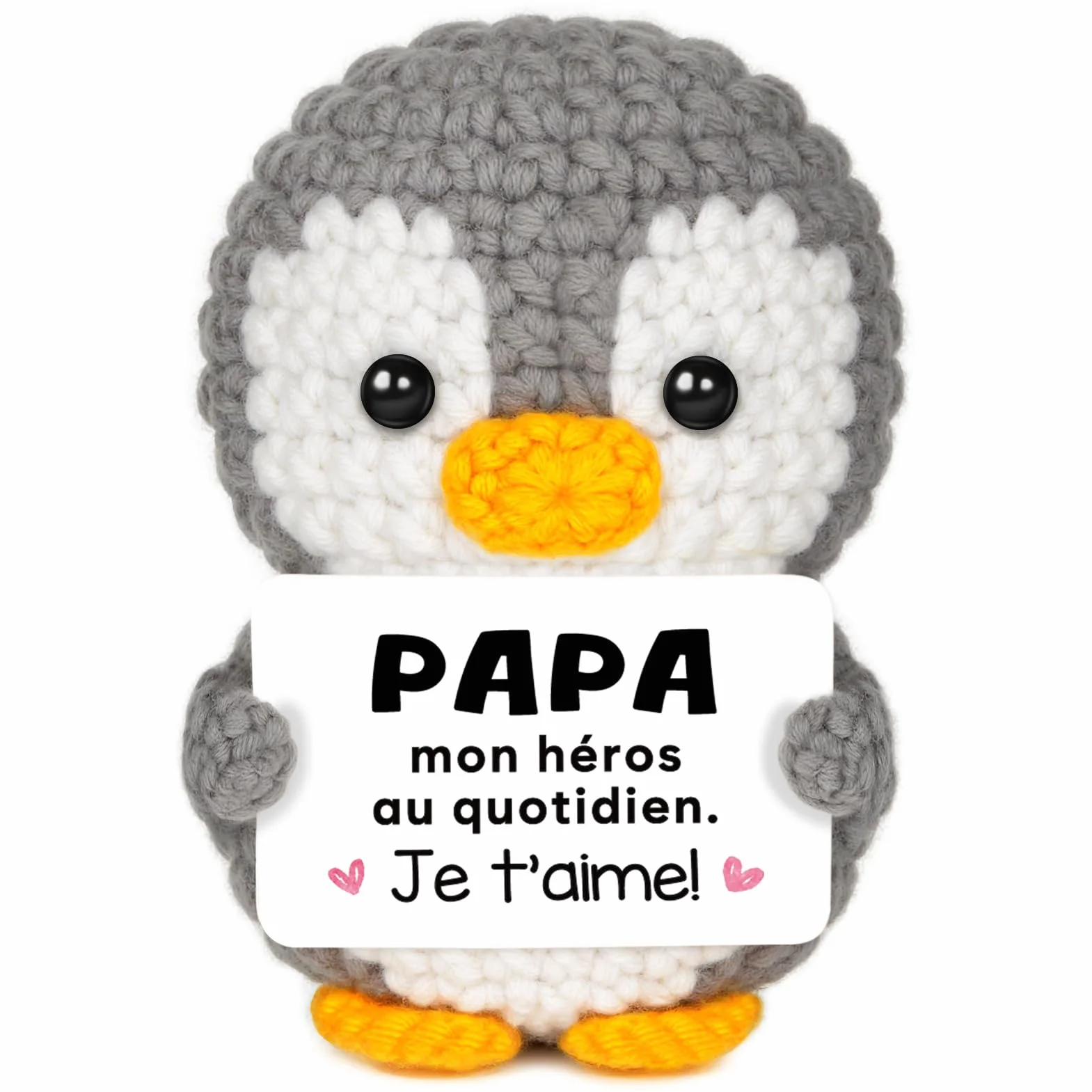 Gleevara Cadeau Fête des Pères - Pingouin Mignon Crocheté à la Main, Cadeau Anniversaire Homme