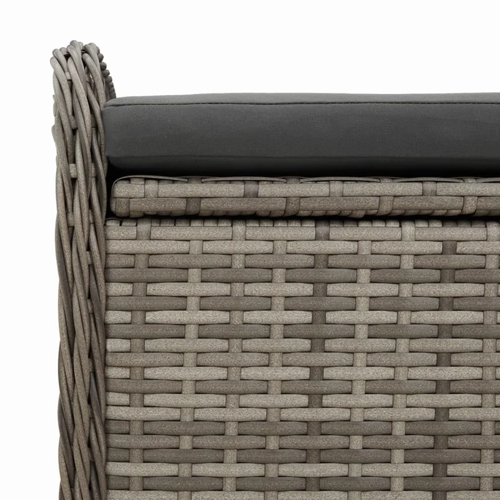 Coffre de Rangement Extérieur 80 cm Résine Tressée Gris avec Coussin