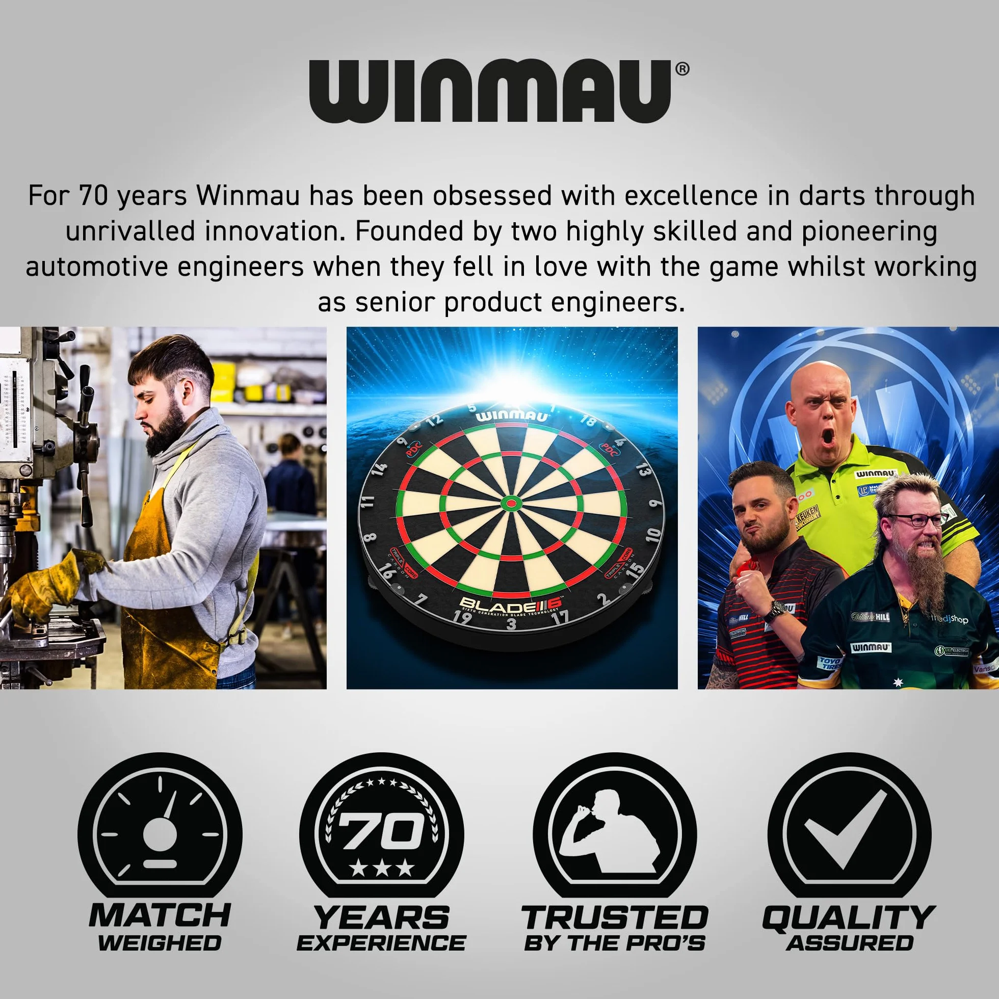 WINMAU Professional Darts Set Comprend Un Jeu de fléchettes Diamond Plus Bristle - Armoire Noire de Haute qualité - Ensemble de 2 fléchettes - Ligne Officielle oche