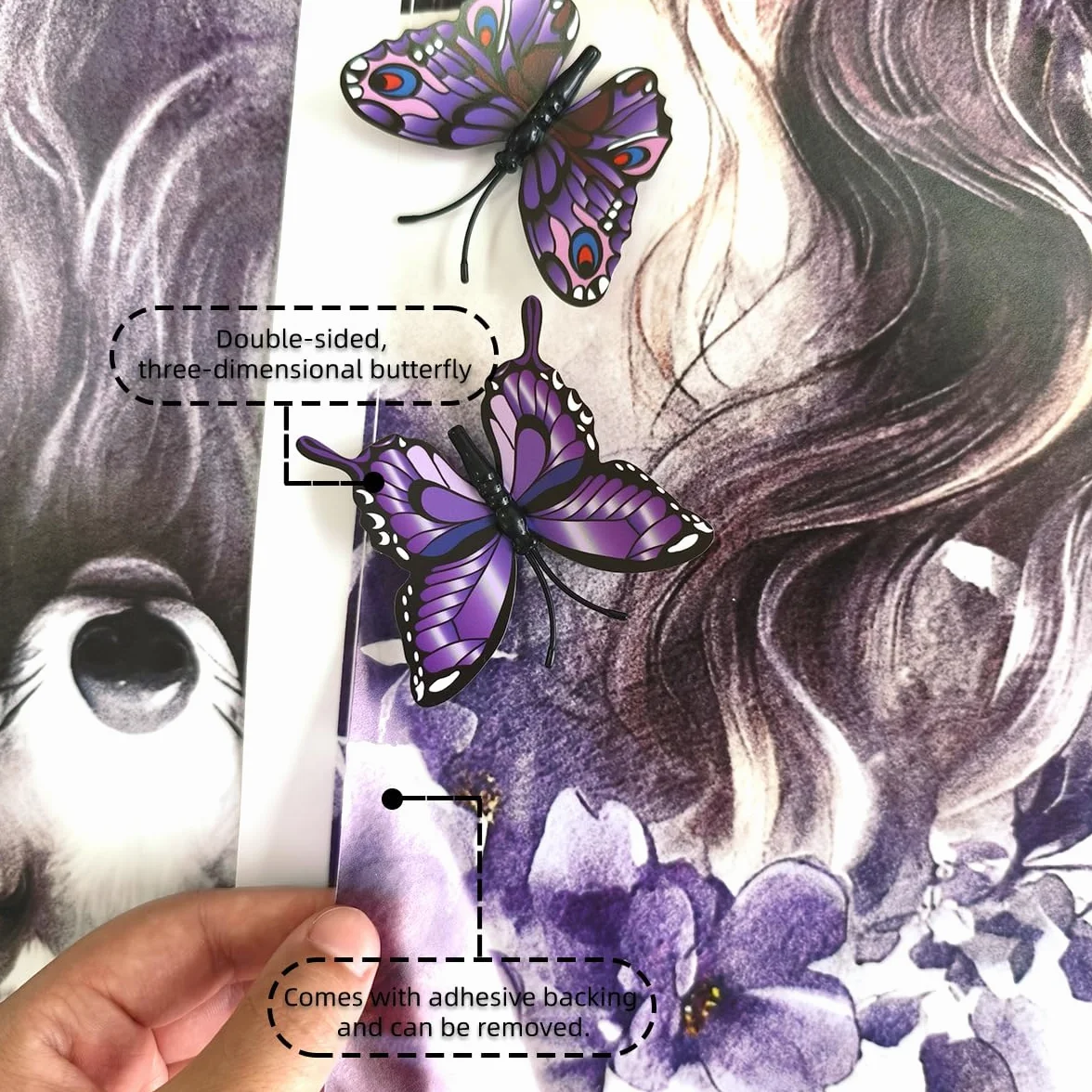 Autocollants muraux 3D loup papillon fleurs fée décoration chambre enfant