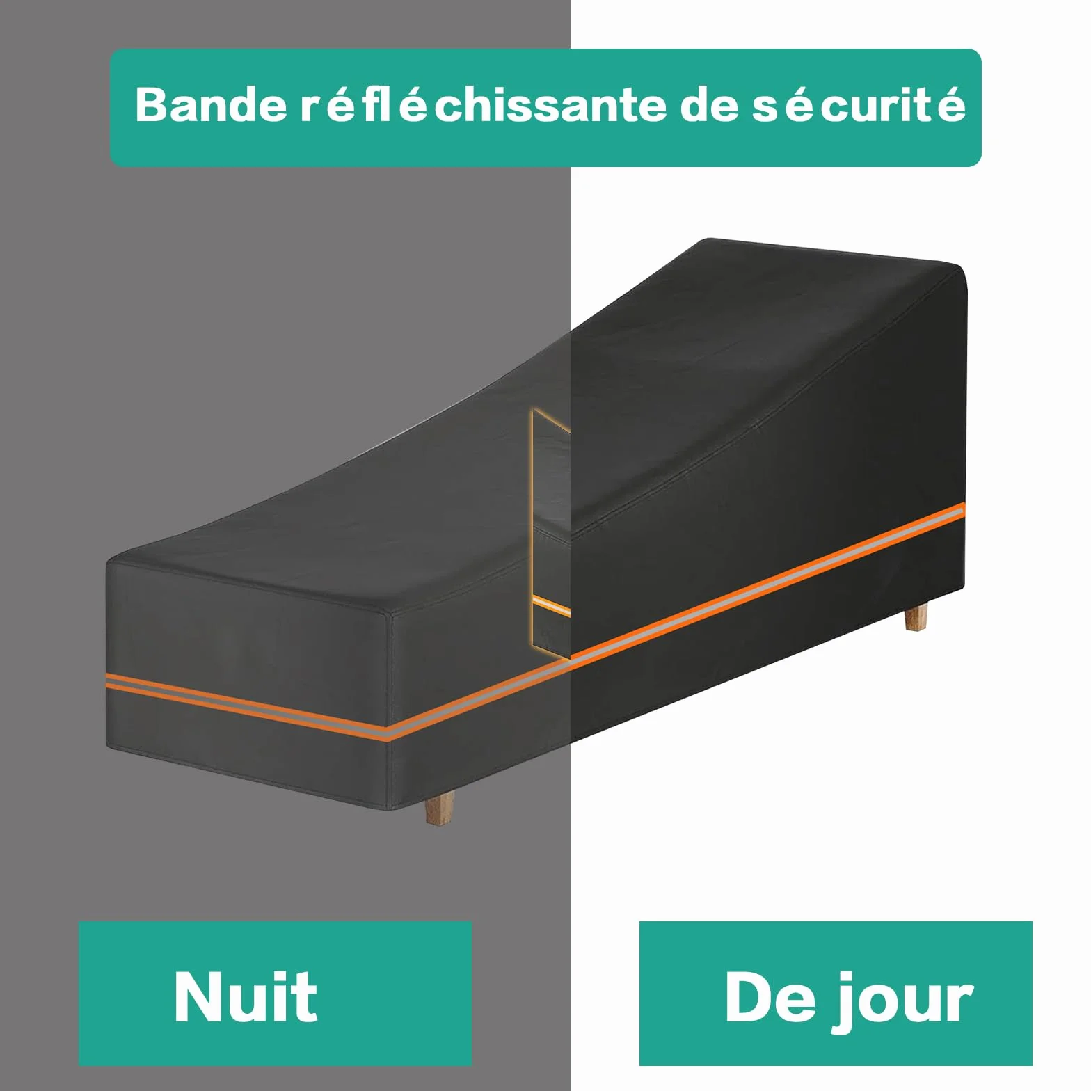 Housse de Protection pour Transat 2Pcs Imperméable Anti-UV Jardin Tissu Oxford 600D Renforcé 200x75x40/70cm Noir