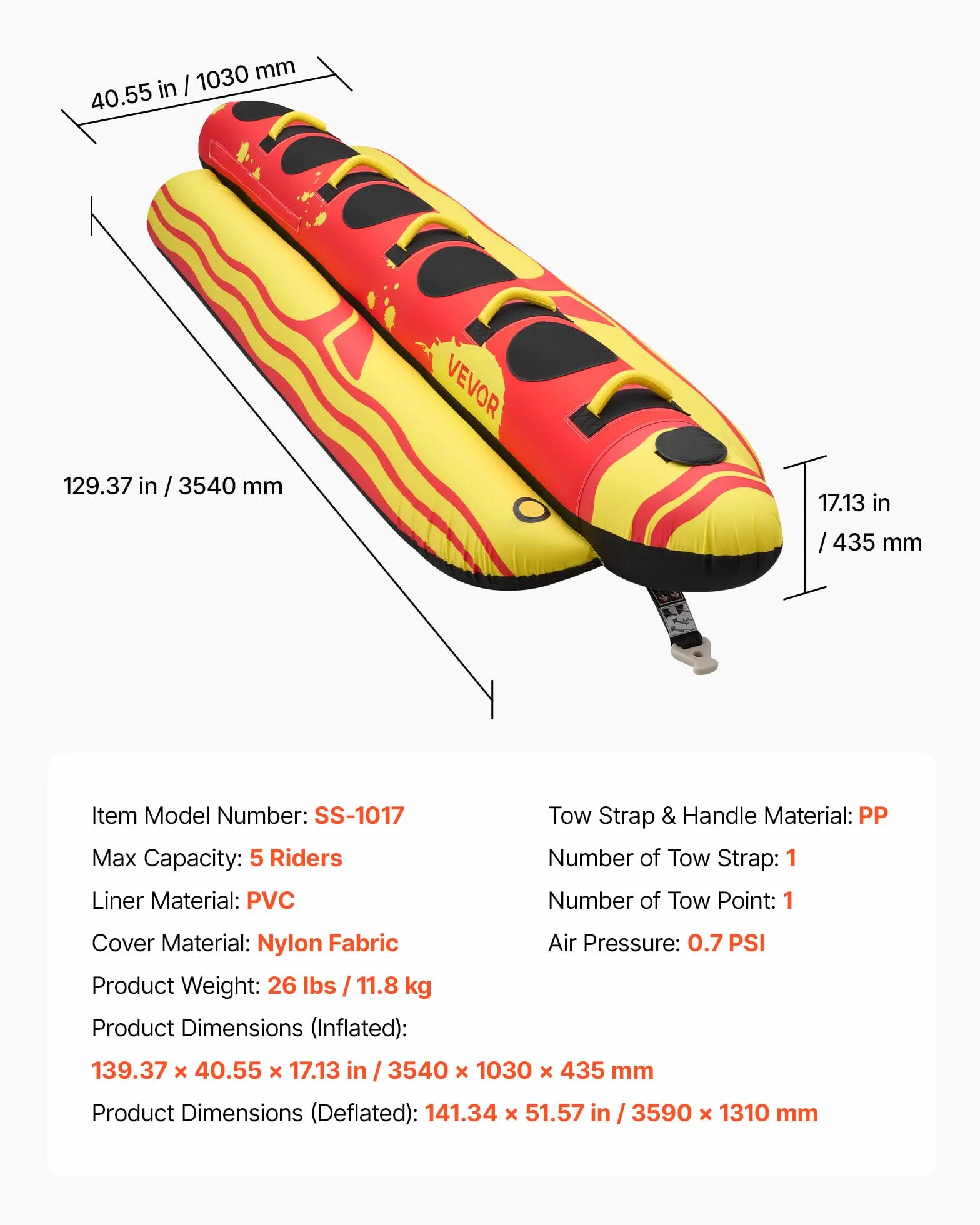 VEVOR Bouée Tractée Gonflable pour Bateau, Bouée Tractable