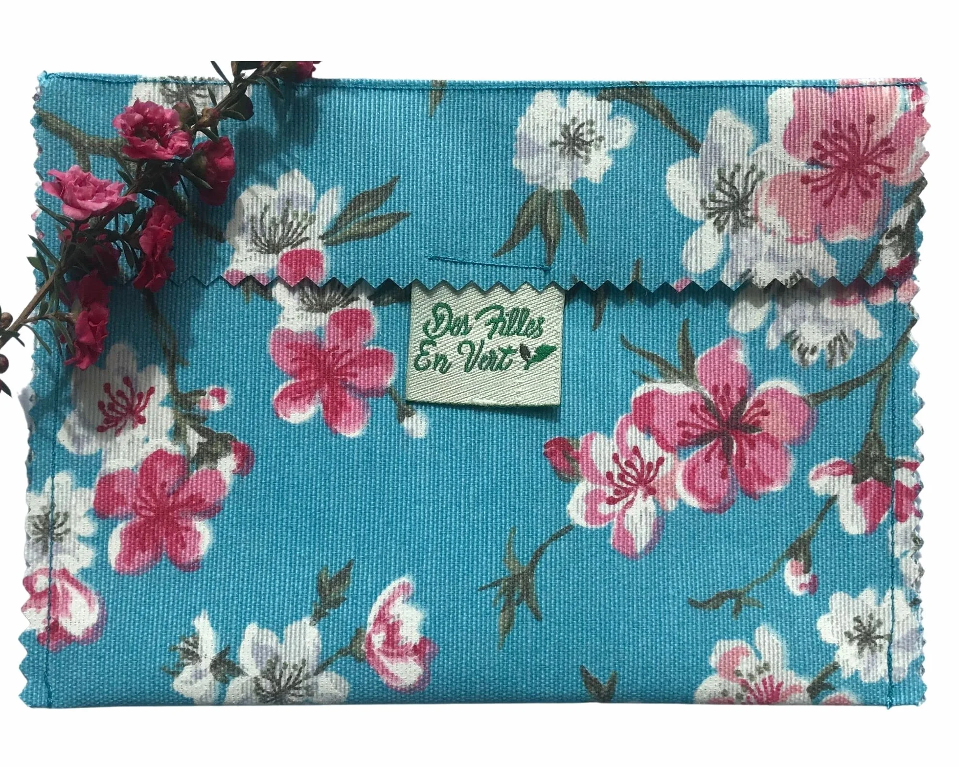 Etui à Savon en Coton enduit DES FILLES EN VERT - Sac imperméable pour savon ou shampoing solide - Fabrication Française (FLORAL)