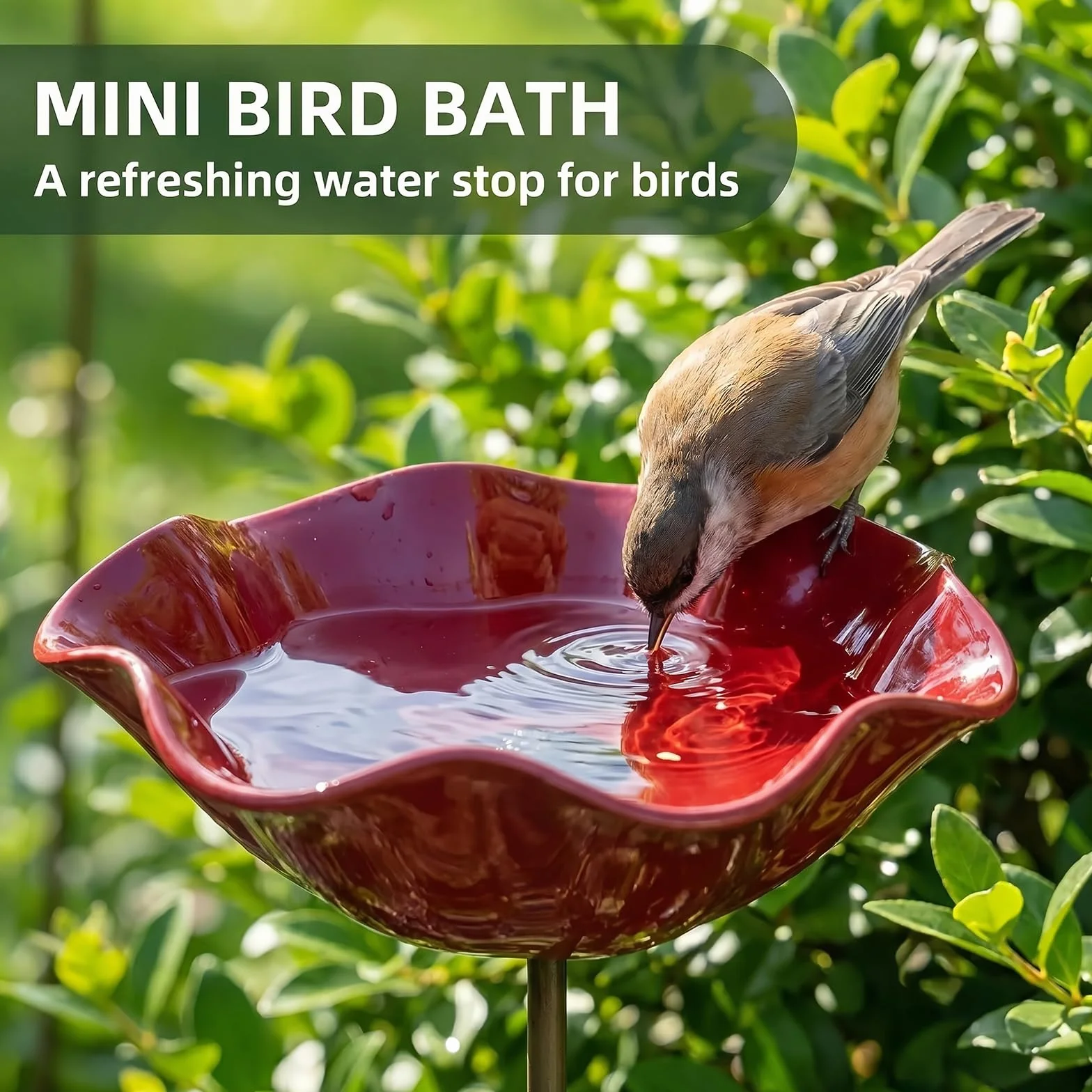 Abreuvoir pour Abeilles en Métal Fleur, Bain d'oiseaux sur Tige 60 cm Résistant aux Intempéries, Mangeoire pour Oiseaux