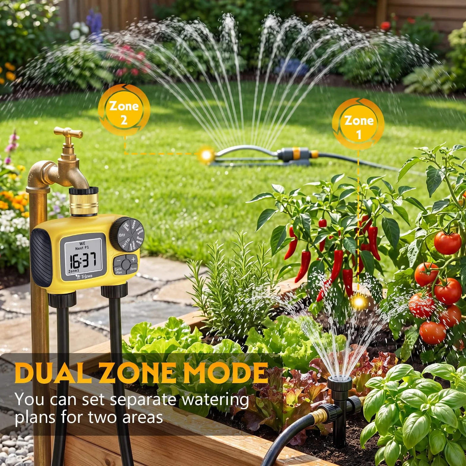 Programmateur Arrosage Automatique 2 Sorties Tuyau Irrigation Laiton IP55 Jardin