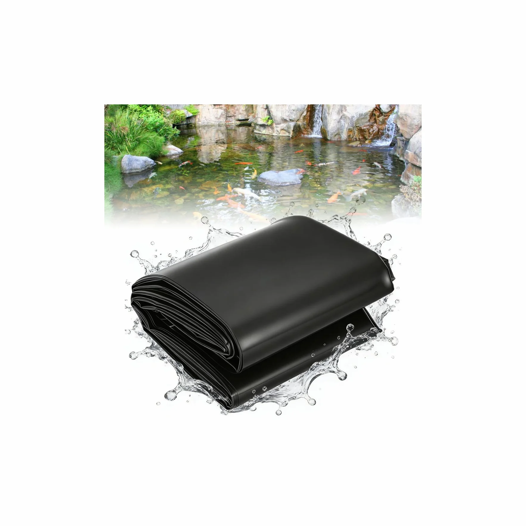 Bâche pour bassin 2 x 3 m Noir 0,5 mm Polyéthylène haute densité Protection UV
