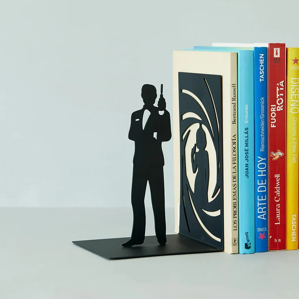 Balvi Secret Agent Serre-Livres décoratifs en métal Noir Design Original