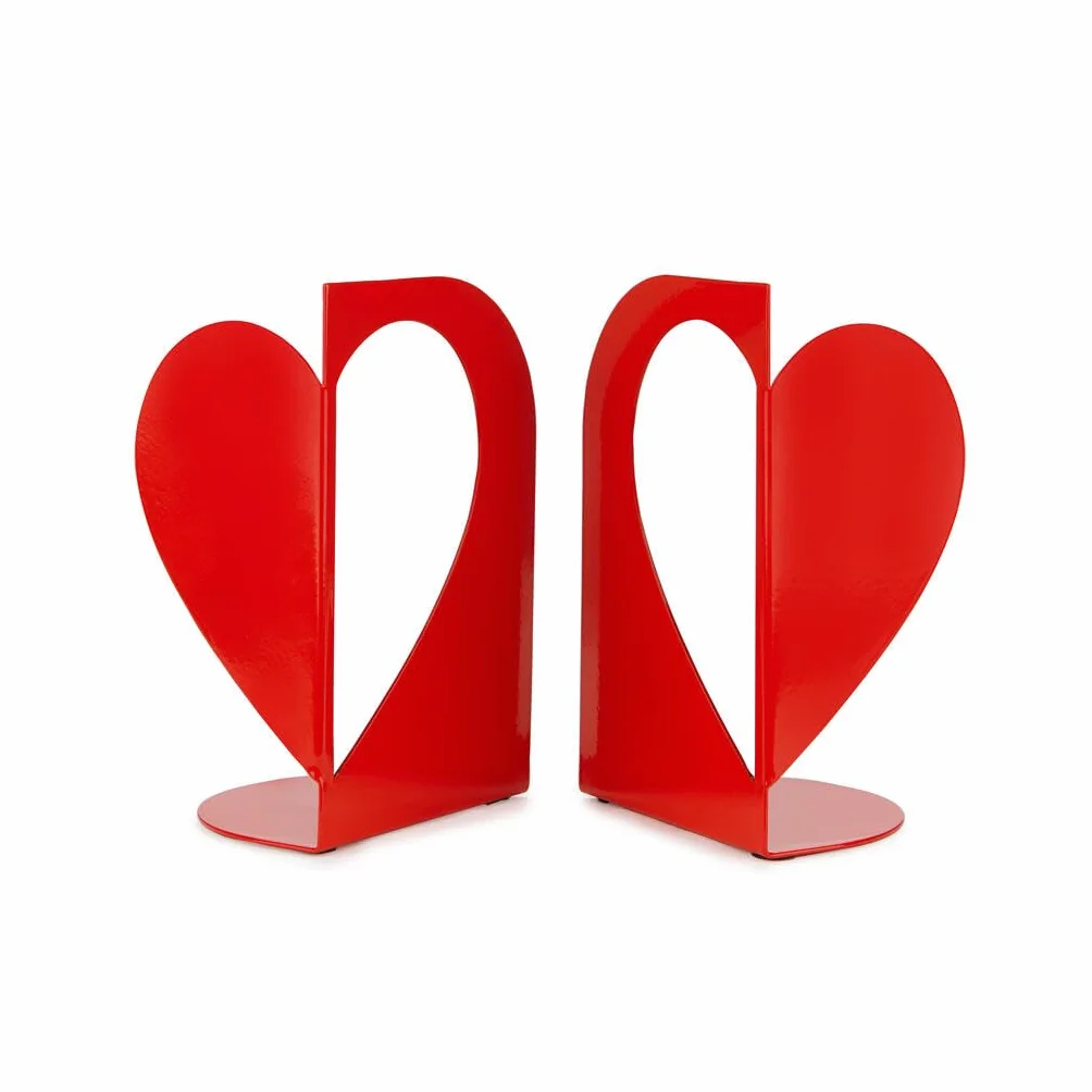 Balvi Serre-Livres Double en Forme de Cœur Métal Rouge Love