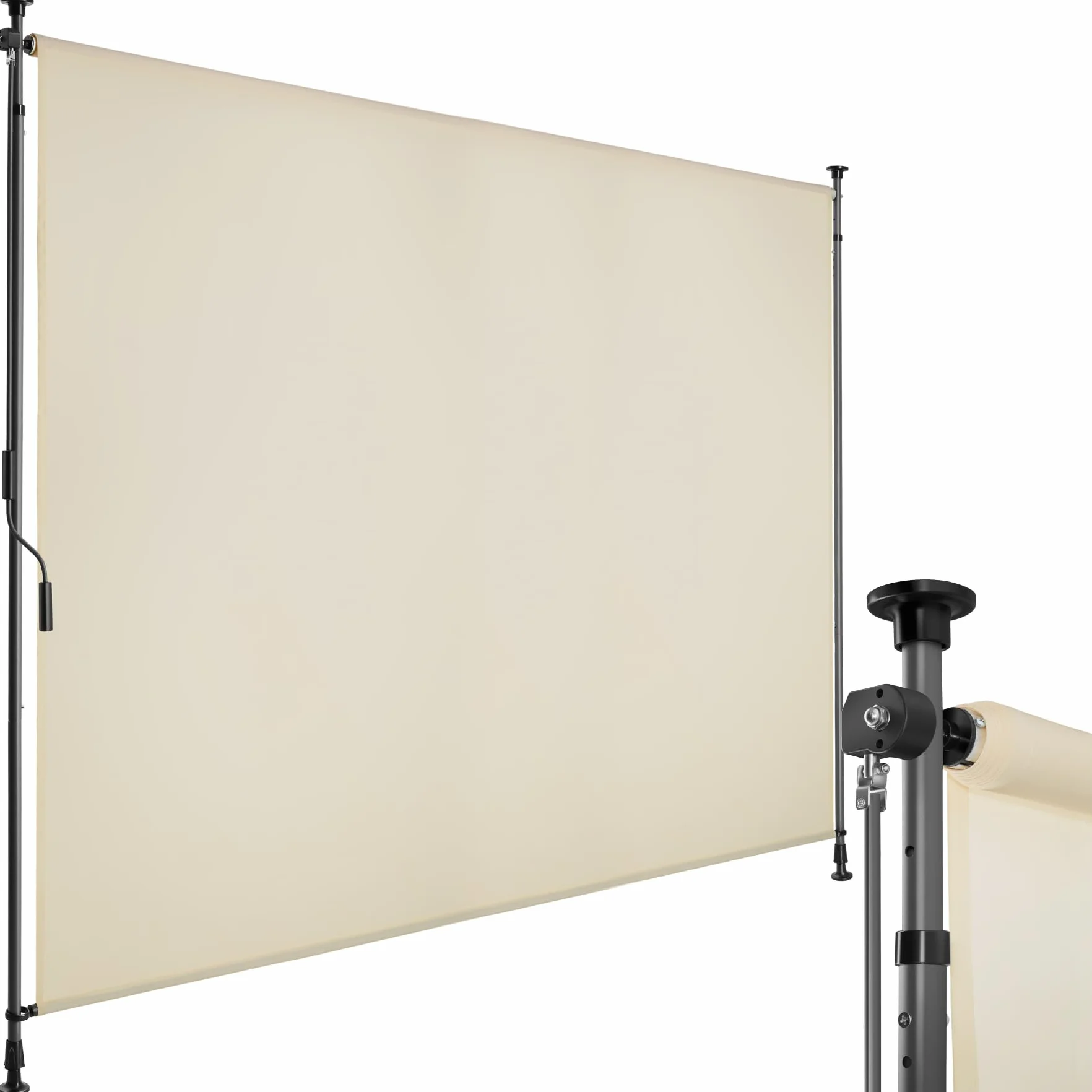 Store Banne sans Perçage Vertical avec Manivelle, Brise Soleil Opaque en Acier laqué époxy - Beige, 200 x 310 cm