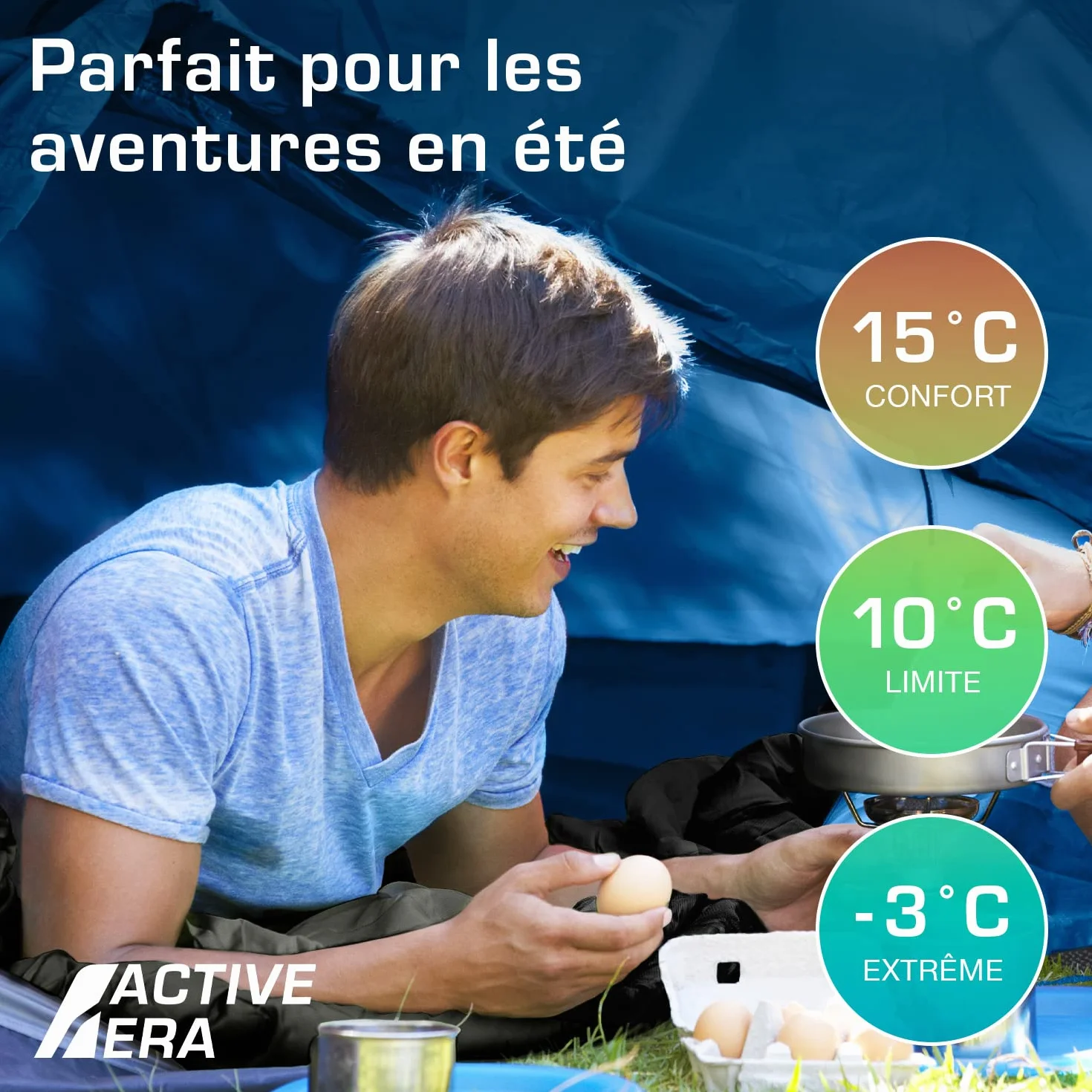 Active Era Sac de Couchage rectangulaire 190 x 75 cm léger camping randonnée extérieur