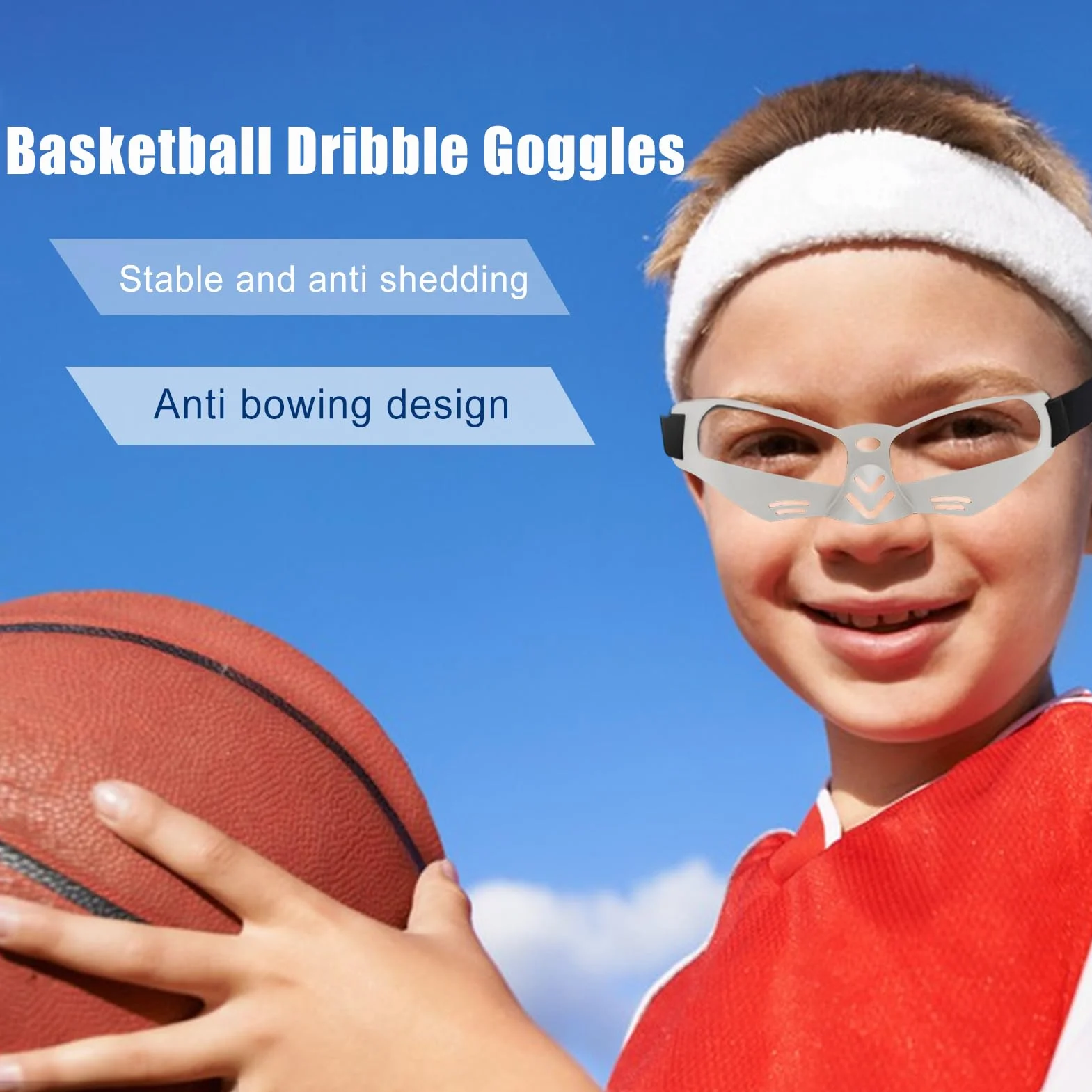 Basketball Goggles, Dribbling Training Glasses, 6.69x2.17in Sports Vision Equipment, Anti-Distraction, Lightweight Youth Basketball