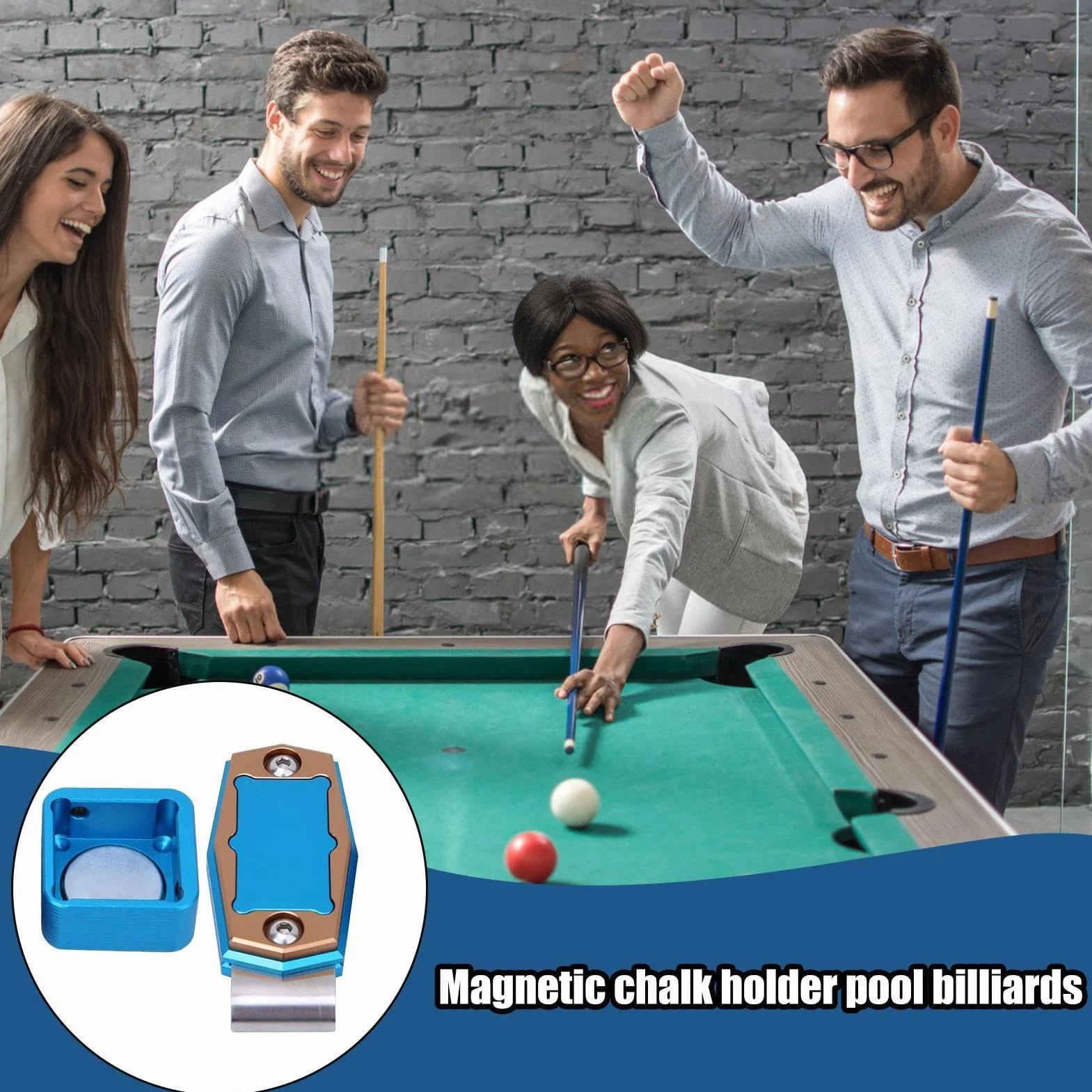 Générique Easy Access Magnetic Pool Chalk Holder, Portable Cue Chalk Hold, Compact Table Ball Sports Accessory for Men, Women, Beginners, and Professional Players,2.64x1.18x1.26 Inches