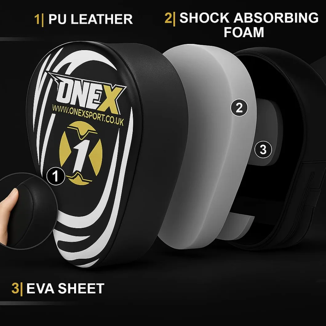 1 Paire de Pattes d'ours Boxe en Cuir Bouclier Courbe pour Boxe Taekwondo Muay Thaï MMA Cible Pad pour l'Entraînement de Sport de Combat (Black/White)