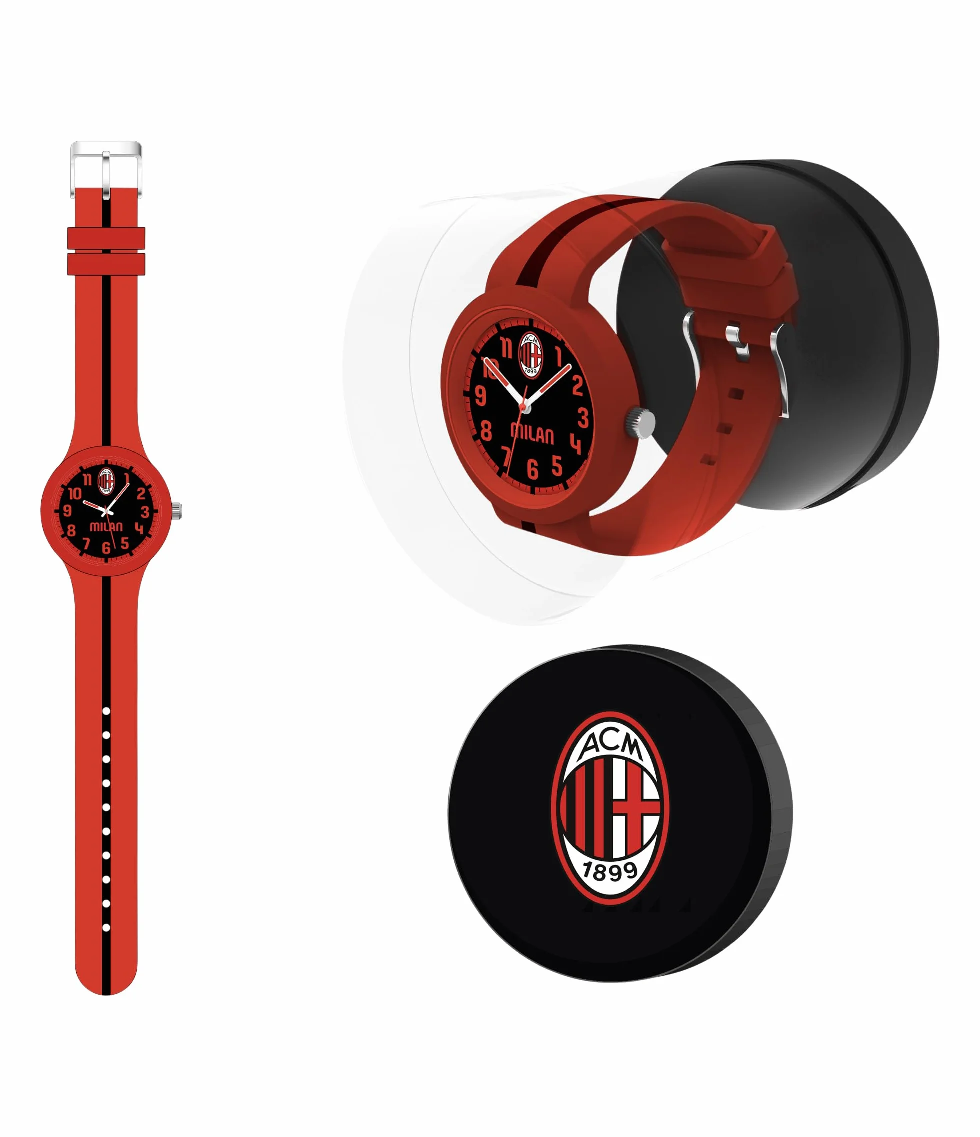 Seven Montre-Bracelet A.C. Milan Officiel en Silicone pour Garçons et Adultes