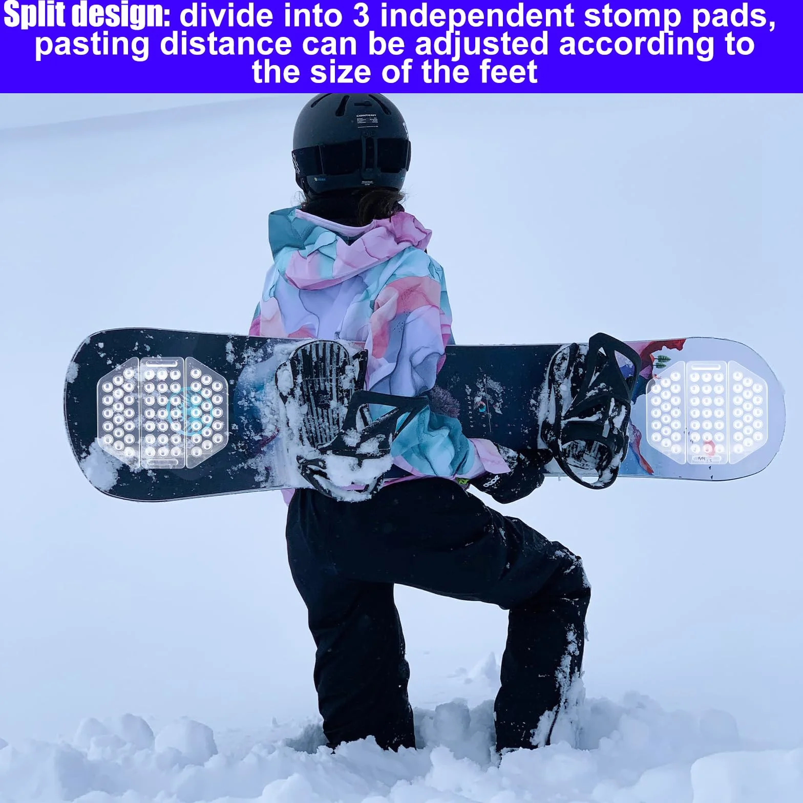 LUTER 6 Pièces Pad Snowboard Antidérapant, Transparents Patins de Grip pour Snowboard Antidérapants Auto-Adhésifs Patins à Pointes Offrent une Adhérence Supplémentaire pour le Snowboard Hommes Femmes