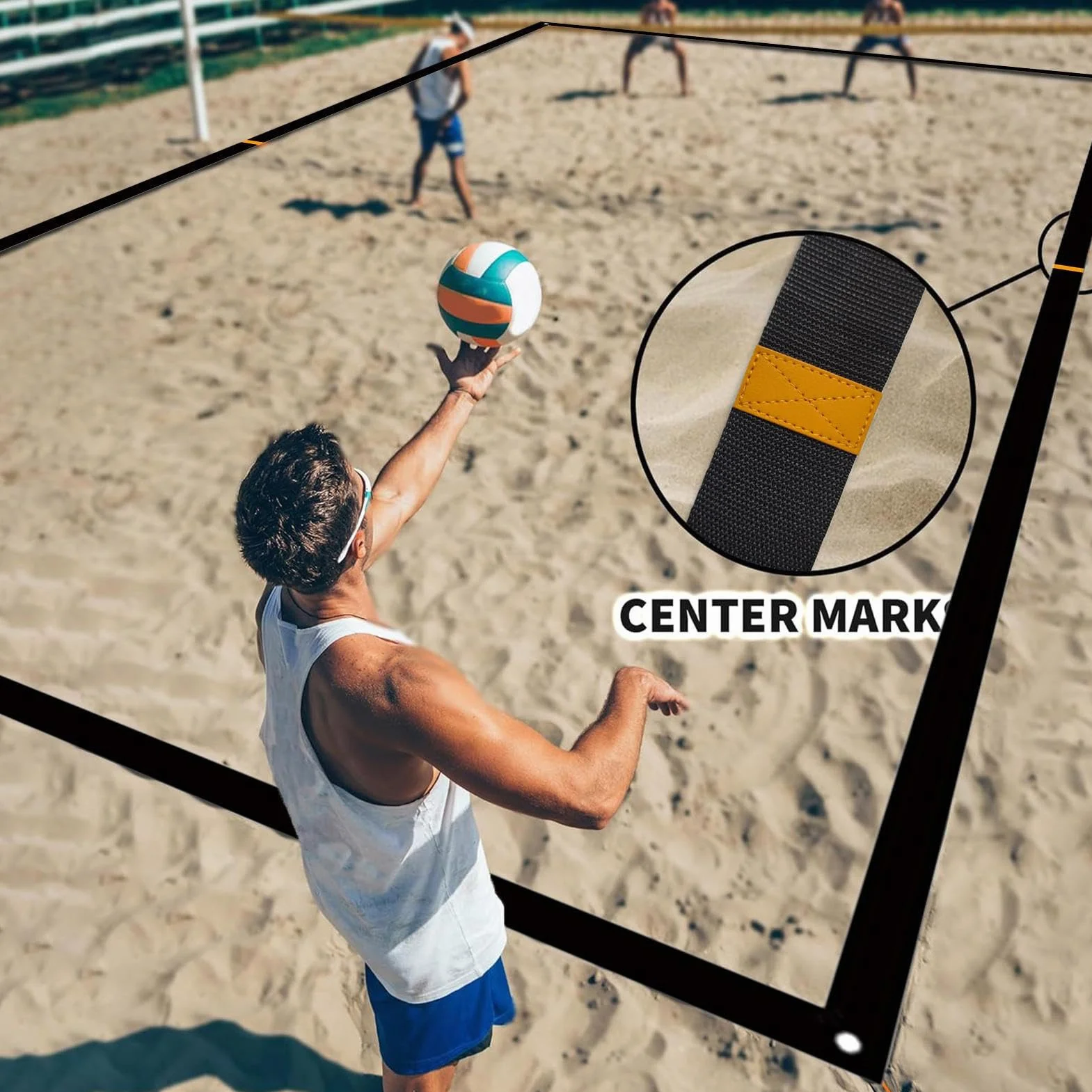 Lignes De Beach Volley Renforcées pour Sable, Délimitations de Terrain de Volley-Ball Robustes, Accessoires de Jeu Extérieur Réutilisables