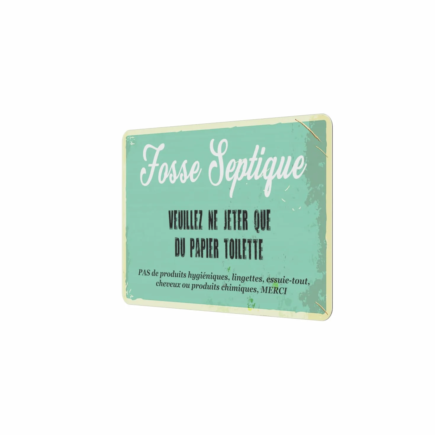 Plaque Adhésive Acrylique Fosse Septique Effet Rustique - Texte Imprimé Latex