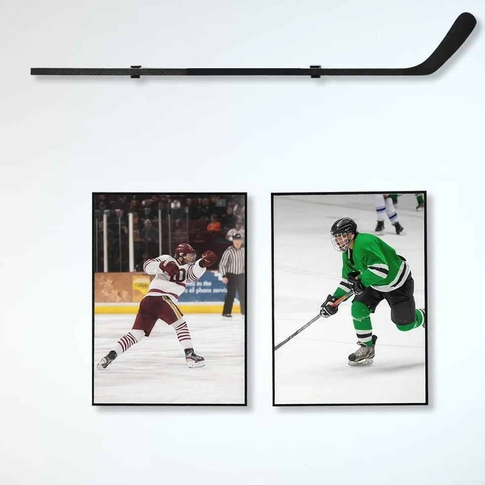 Paire de supports muraux en acrylique pour baguettes de hockey avec rembourrage de protection (0303-2)