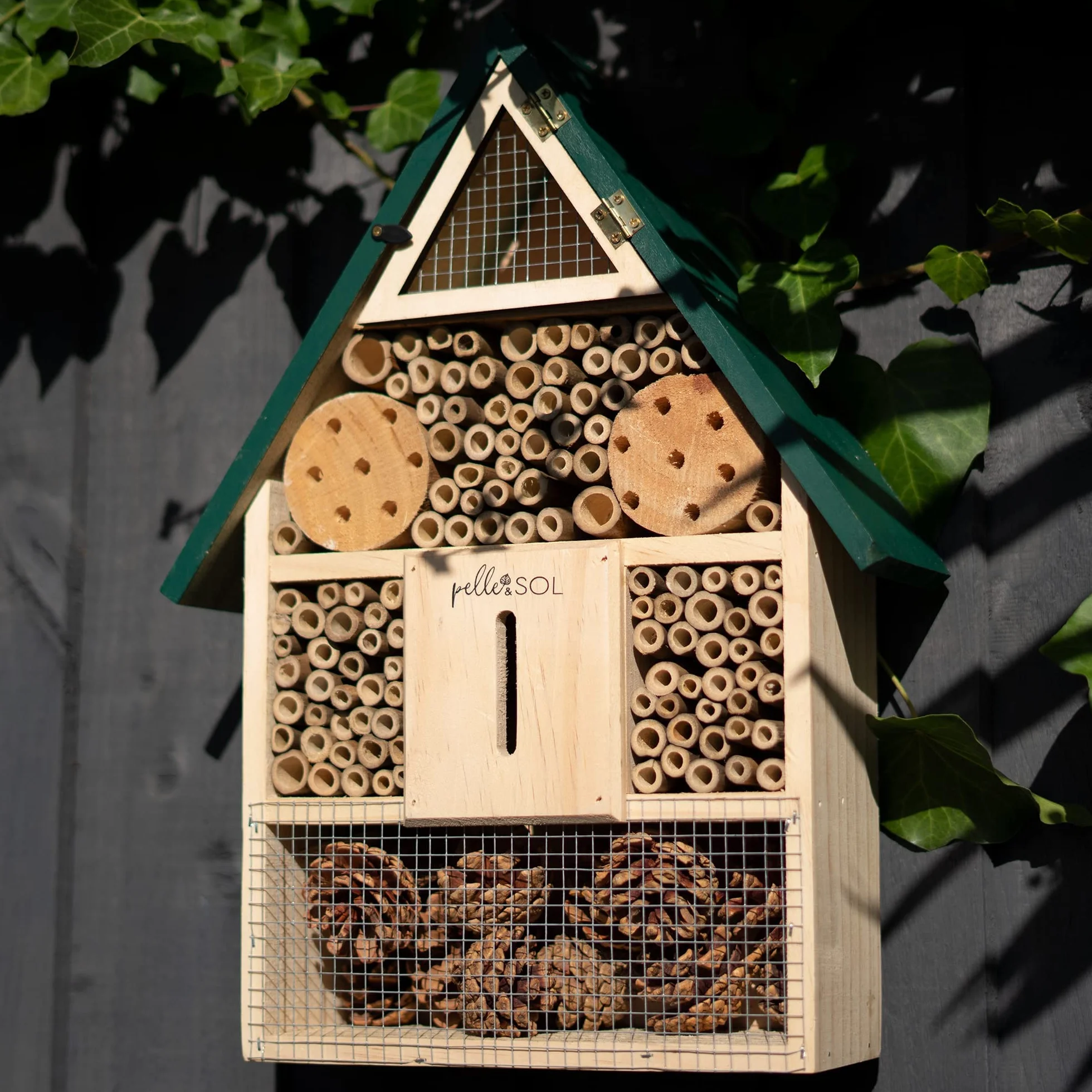 Pelle & Sol Maison à Abeilles écologique | Hôtel à Insectes en Bambou résistant aux intempéries pour Jardin