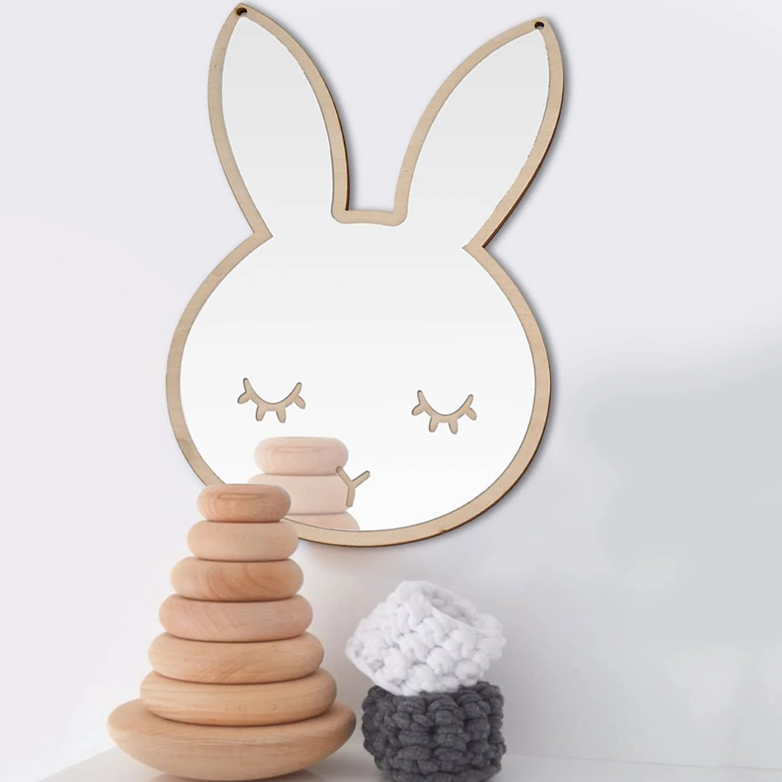 Miroir Incassable Enfants Mural Décoratif Acrylique Nordique Suspendu Lapin