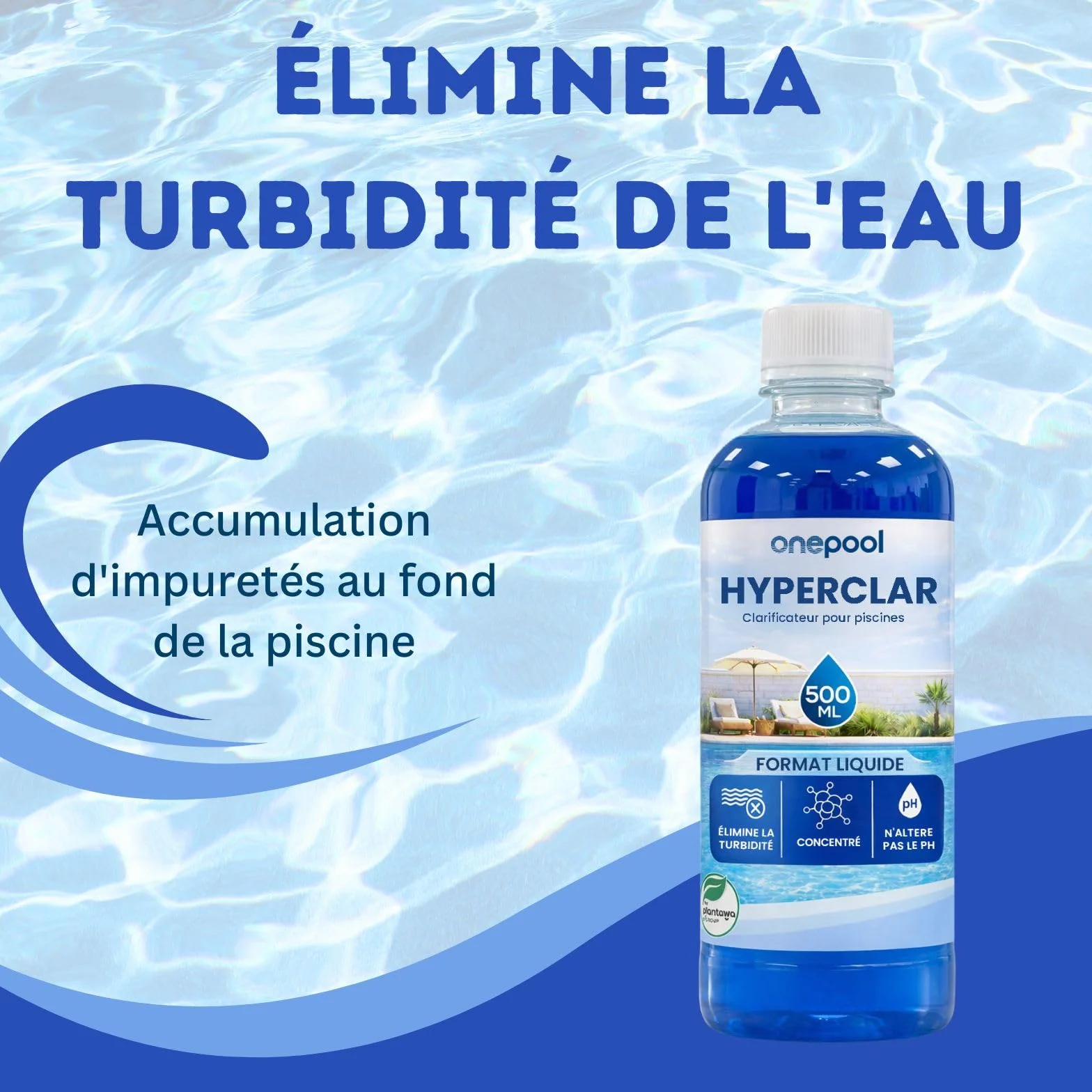 PLANTAWA Clarifiant Piscine 500 ML | Clarificateur d’Eau Concentré pour Piscine et Spa