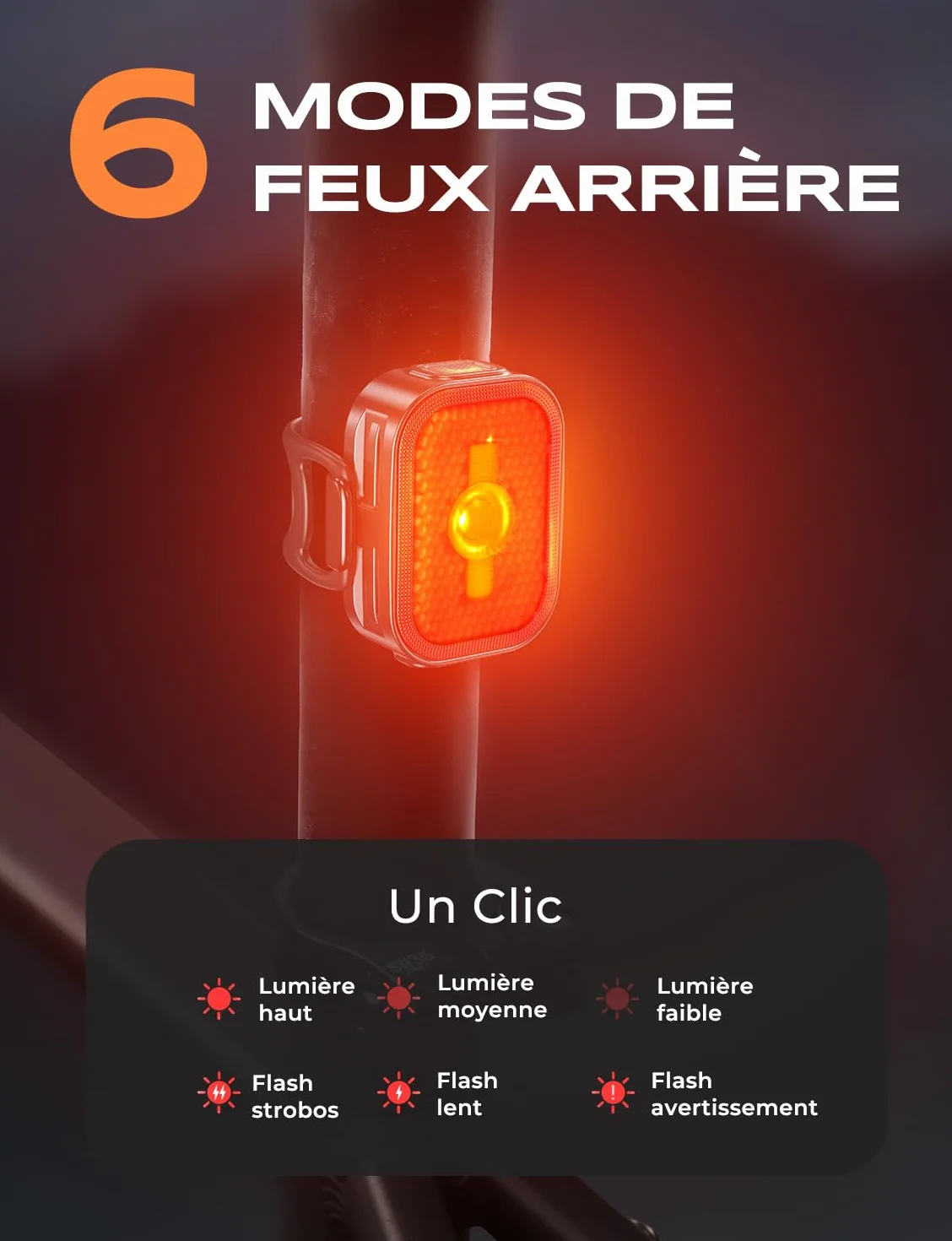 EOIWUY Lumiere Velo Avant et Arriere avec Réflecteurs Grand Angle, 8+6 Modes Éclairage Lampe Velo LED, Ultra-Léger, Étanche IP65, Lumière Velo Recharge Rapide Double USB-C pour Vélo de Route et VTT