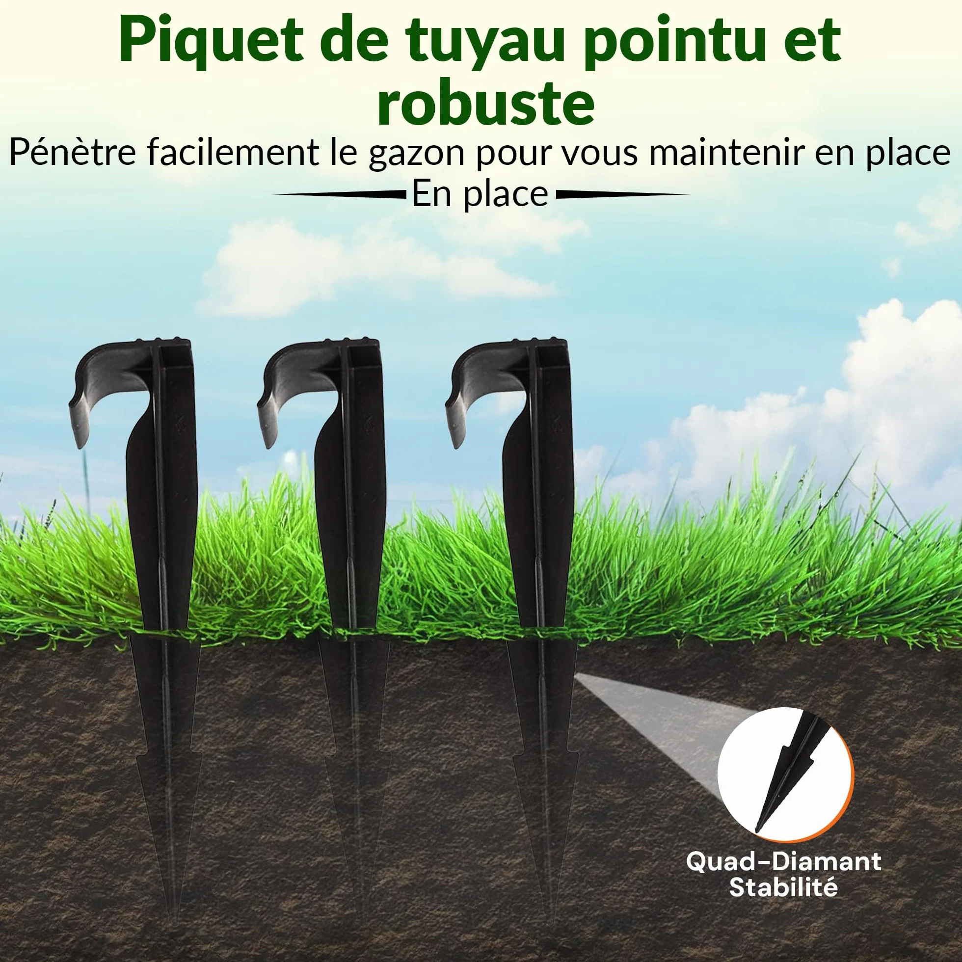 GARDENIX Lot de 100 AquaPEG piquets de Fixation pour Ligne d'égouttement