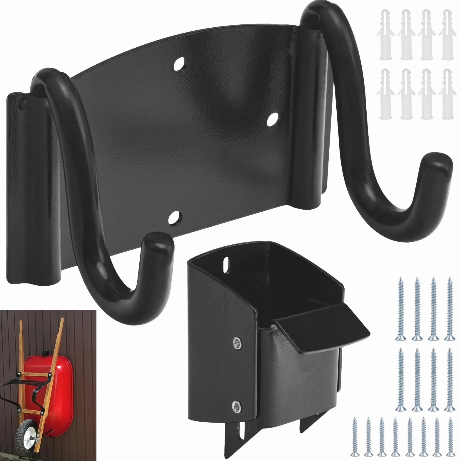 AMTHKNO Support de rangement pour brouette - Capacité 40,8 kg - Optimise l'espace jardin abri atelier