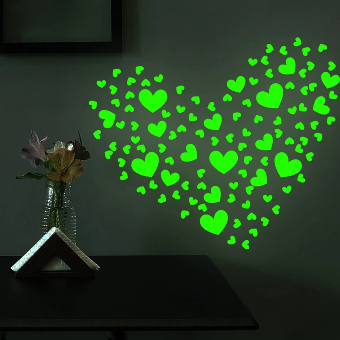 Autocollants muraux lumineux cœur brillant dans le noir INF, jeu pour chambres d'enfants