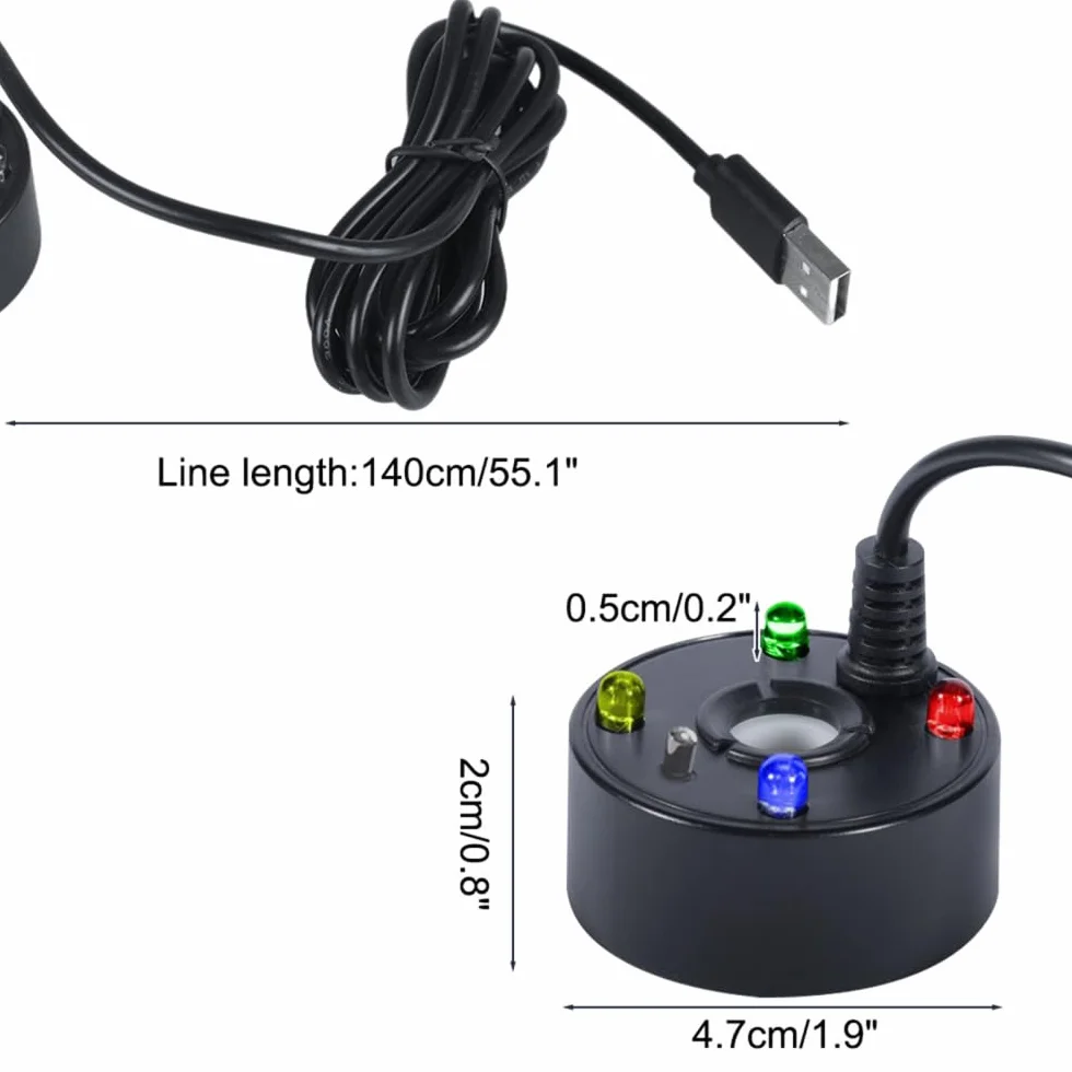 MiOYOOW Brumisateur à Ultrasons, Fontaine d'étang, Mini avec 4 Couleurs LED USB, Protection Manque d'eau