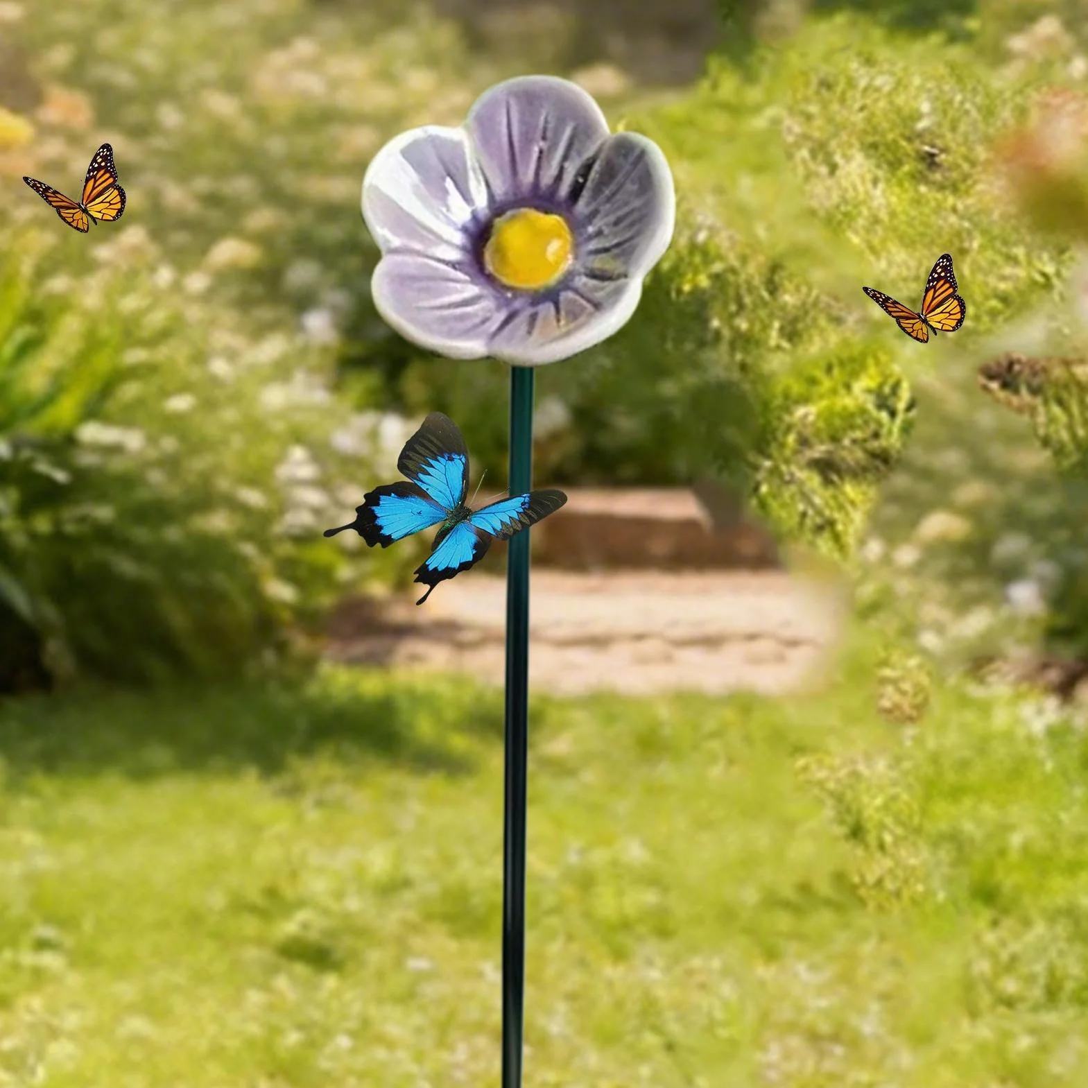 Ceramic Flowers for Bees Weather Resistant Bee Watering Cups Bowl Butterfly Bird Feeder Outdoor Decor