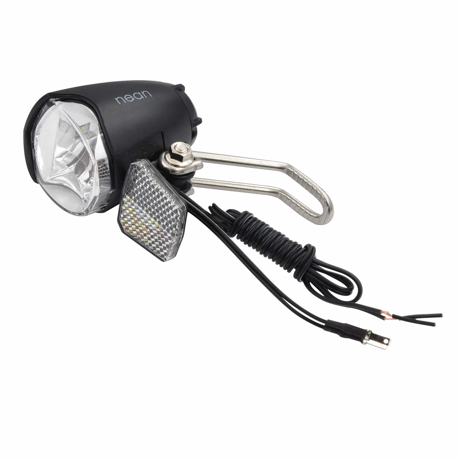nean Phare de vélo LED 70 lux à dynamo avec feu de position automatique et StVZO, feu avant de vélo, phare avant avec plaque de refroidissement en aluminium, noir