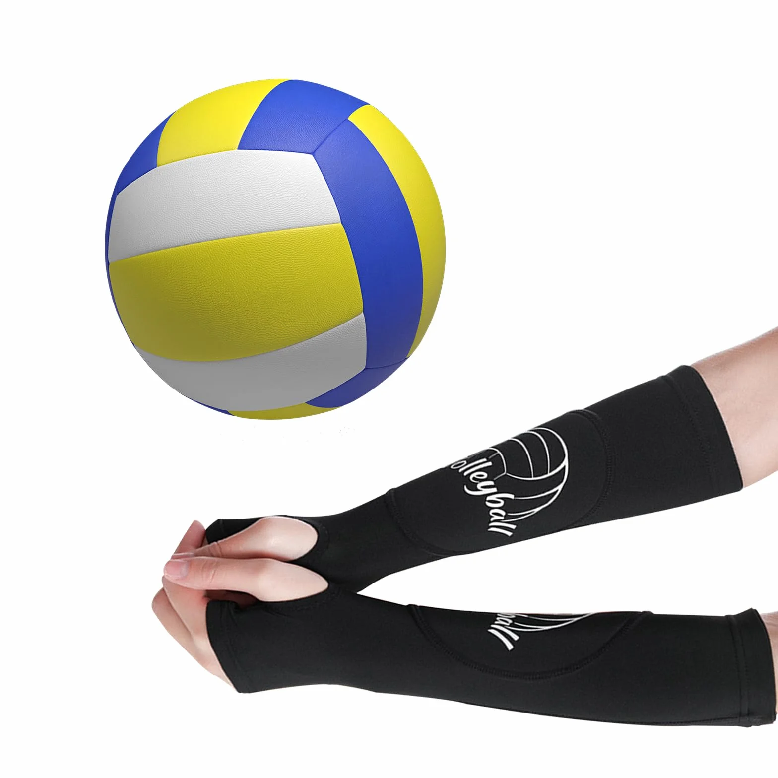 1 Paire Volleyball Compression Bras Coudières Bras Manchon, Avant-Bras Accessoires pour l'entraînement de Volleyball, Sports Avant-Bras Manches Etagères de Protection et Trou de Pouce