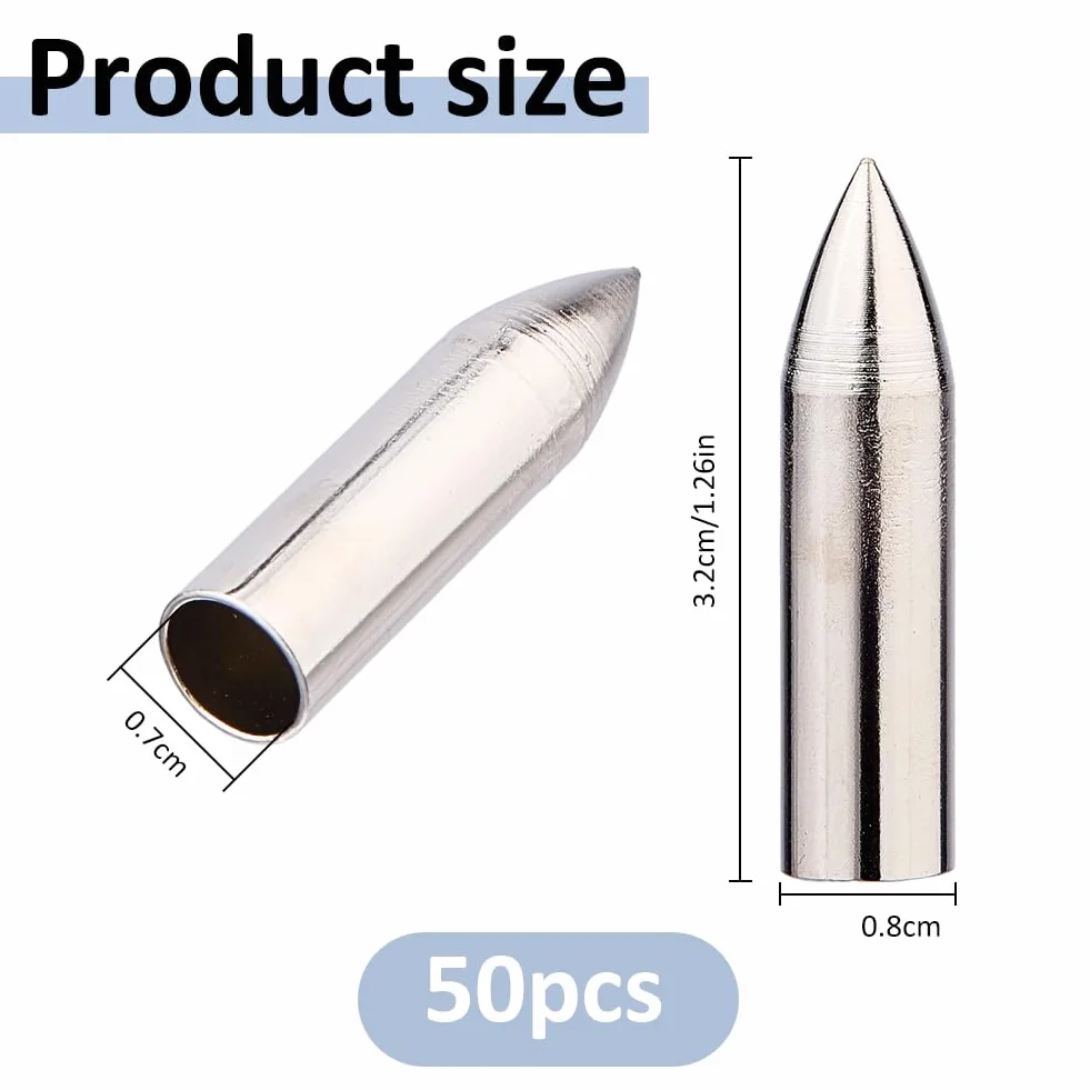 SUPERFINDINGS 50 Points de Terrain en Acier Inoxydable pour Flèches ID pour Pratique de Cible Tir à l'arc Têtes de Flèches Collées Points de Terrain Fers de Chasse pour Accessoires de Tir à l'arc