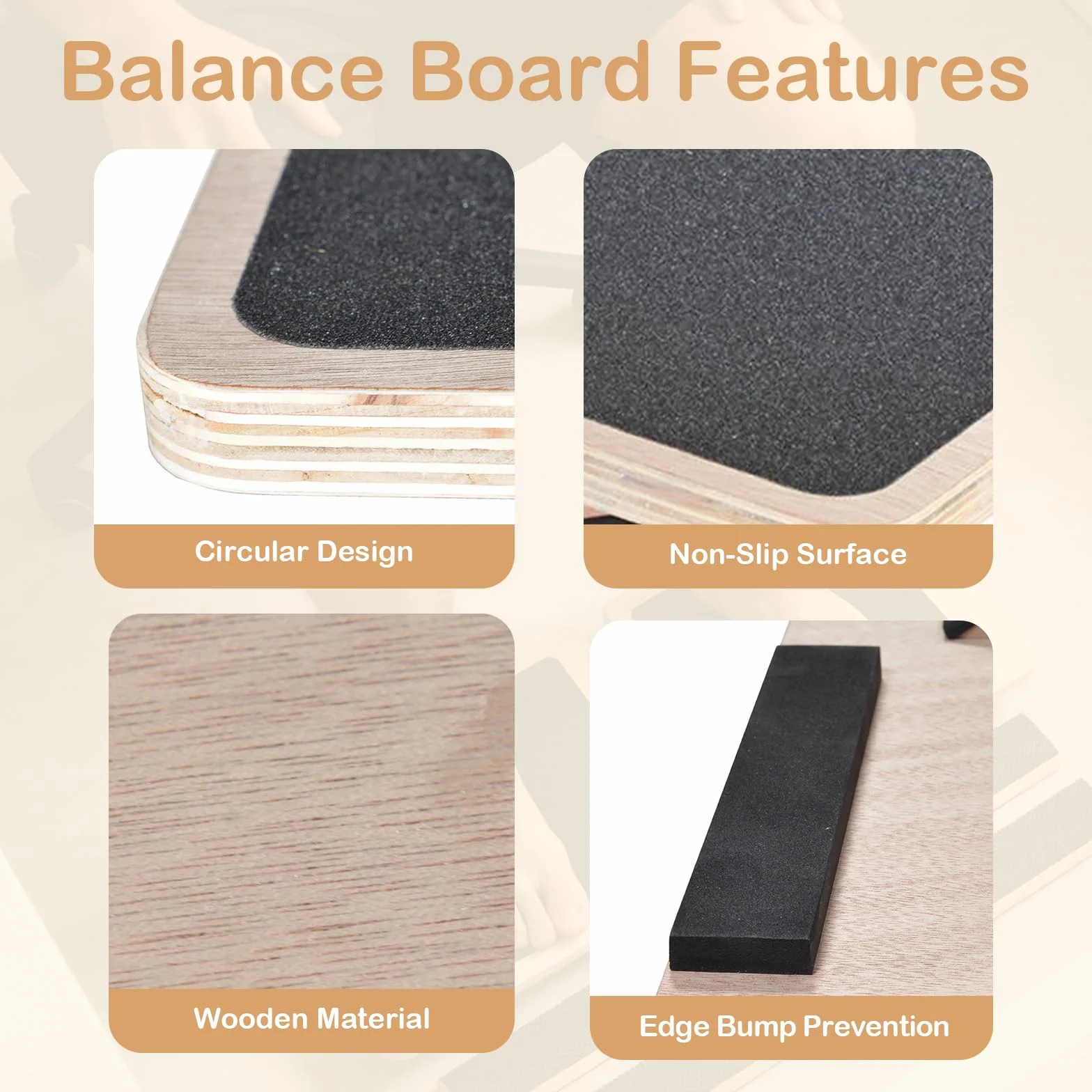 Planche D'équilibre, AntidéRapante, Entraîneur de Cheville en Bois, Balance Board pour Adultes, Correction de la Posture,Renforcement du Tronc,Étirement de la Cheville
