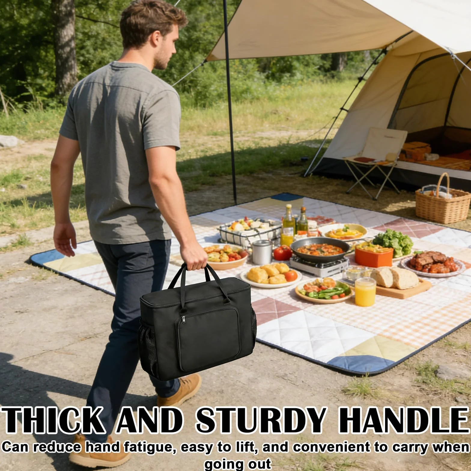 Sac de transport pour barbecue d'extérieur Ninja Woodfire : 63,5 x 43 x 33 cm - Sac de four à pizza 1680D Oxford imperméable - Poignées rembourrées légères - Pour la série OG700