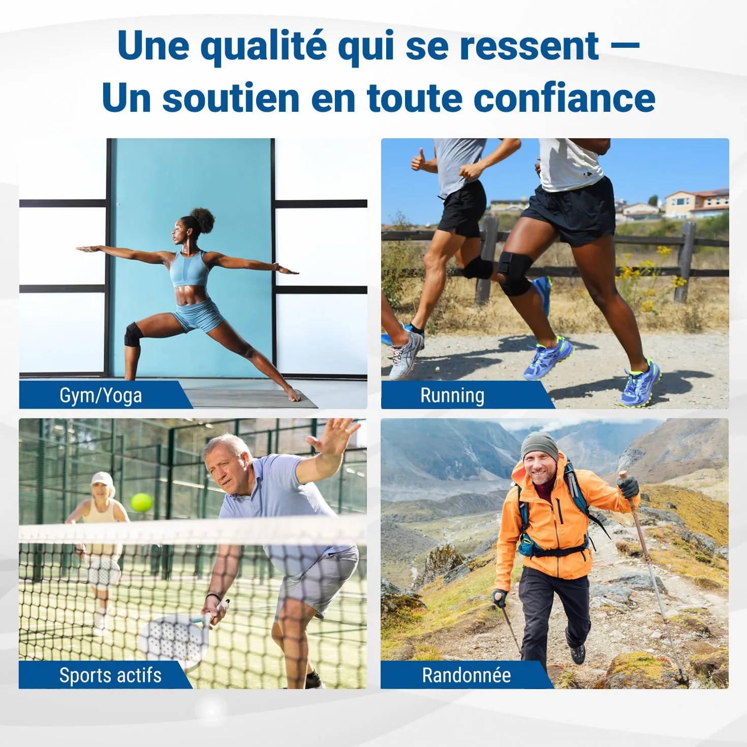Zamst EK-3 Genouillère de Sport - Genouillère de Compression Légère et Respirante pour Hommes et Femmes avec Renforts en Résine pour un Soutien Général du Genou et un Soulagement de la Douleur, L