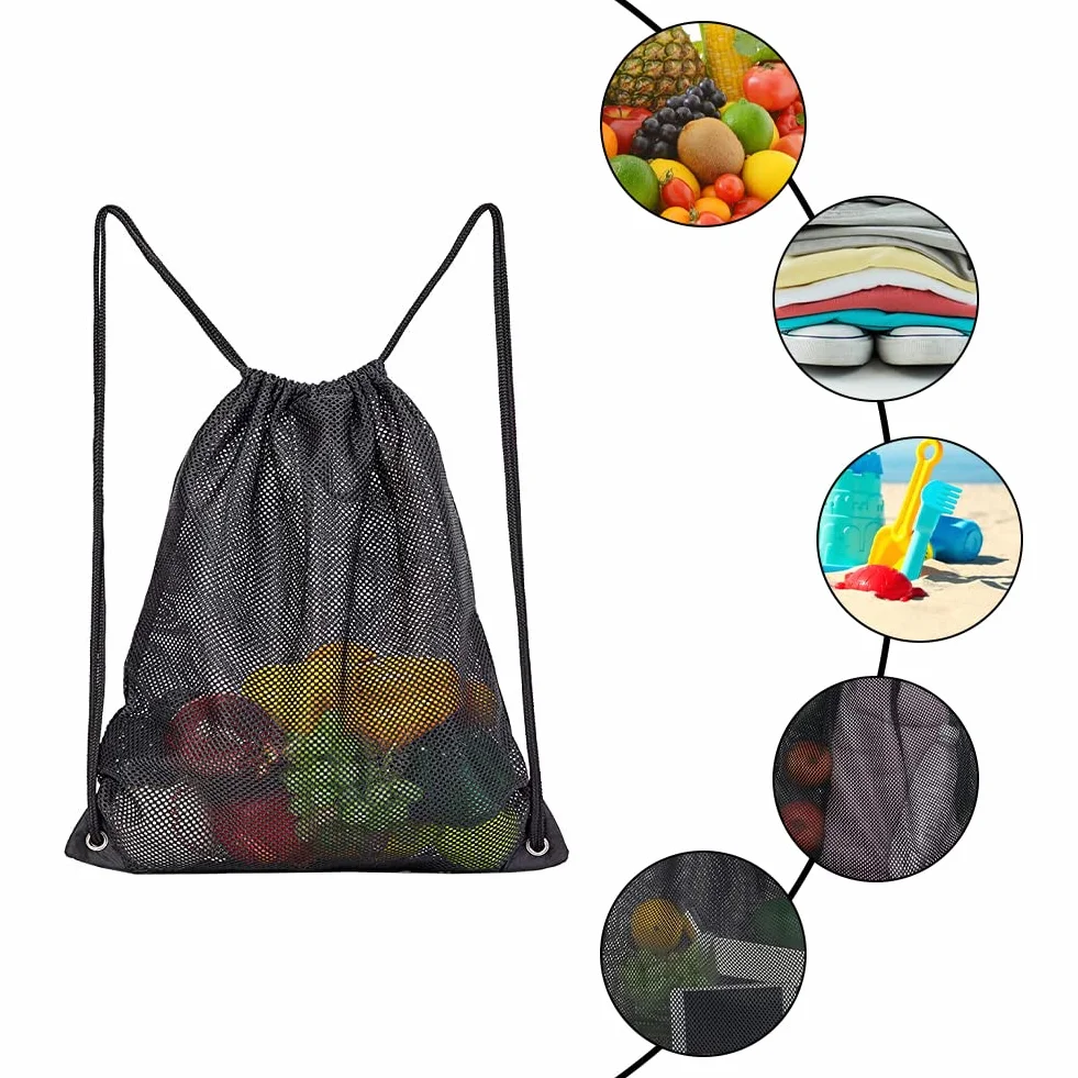 Helweet Sac à dos en Maille, Sac de plage en Maille, Sac Filet en Nylon, Sac à Dos à Cordon, Sac à Dos Plage, Sacs à Cordons Réglable, pour la natation, la plongée, le voyage, la salle de sport