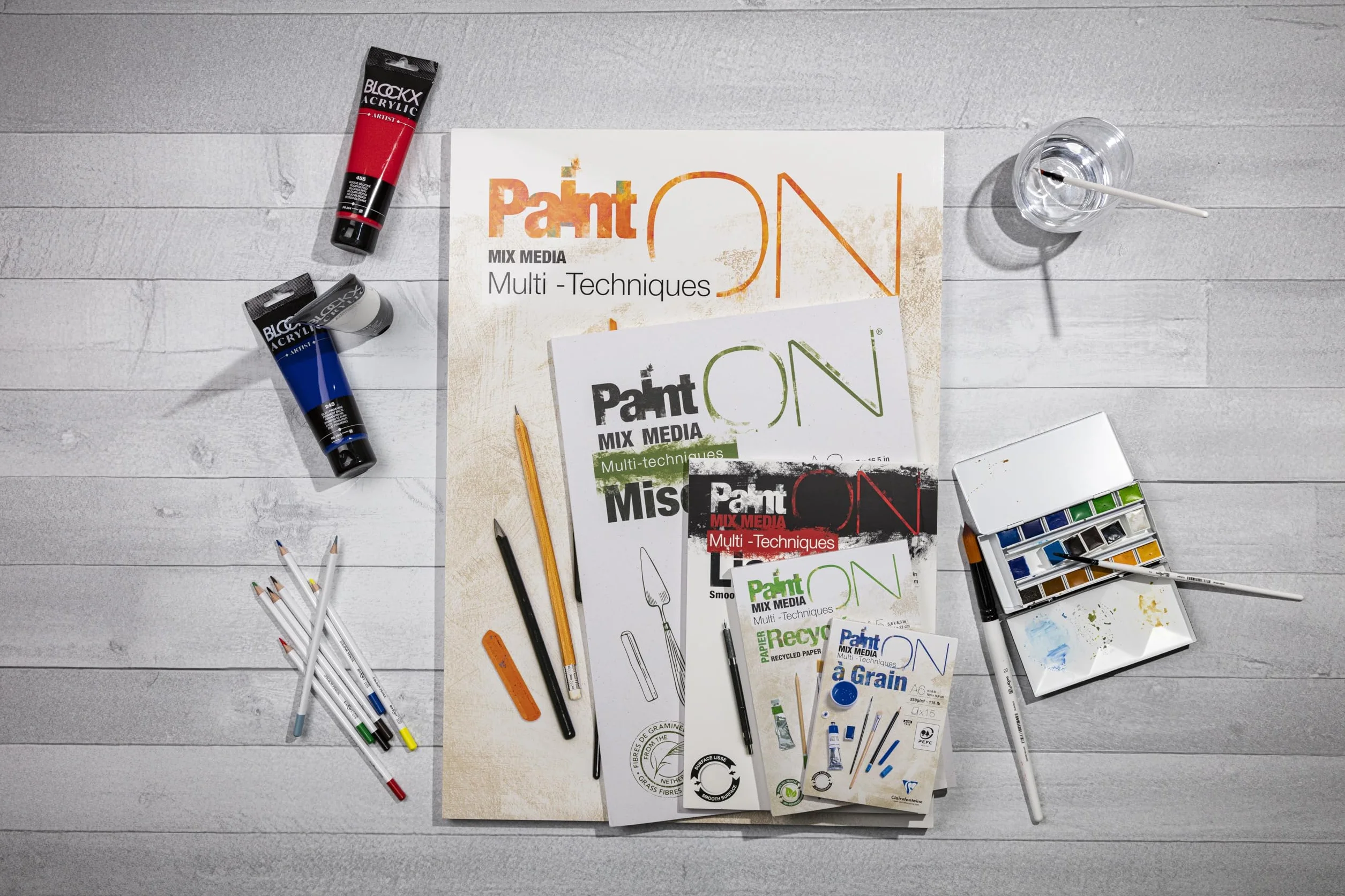 Clairefontaine Bloc Collé PaintON Multi-techniques Papier Dessin A4 250g 40 Feuilles