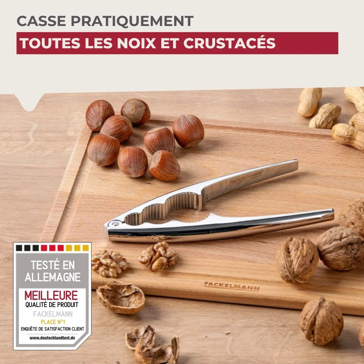 Fackelmann Casse Noix Premium Acier Chromé 17,5 x 4 x 1,3 cm
