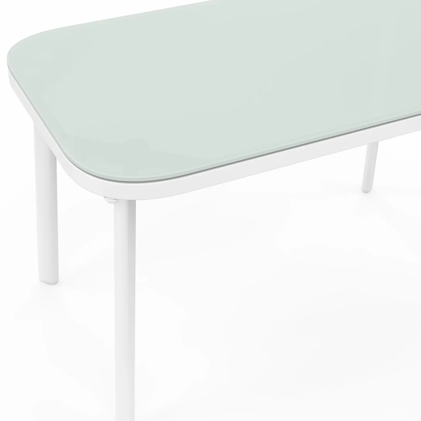 Salon de Jardin TOLEDE 4 Places Canapé Fauteuils Table Blanc Beige