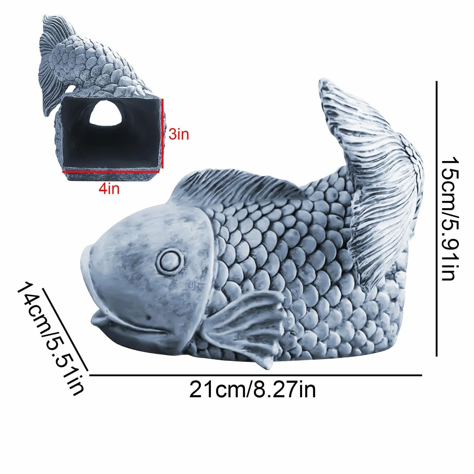 Générique Gargouille De Gouttière Poisson Résine 21x14cm Sculpture Décorative De Jardin Déviateur d'eau